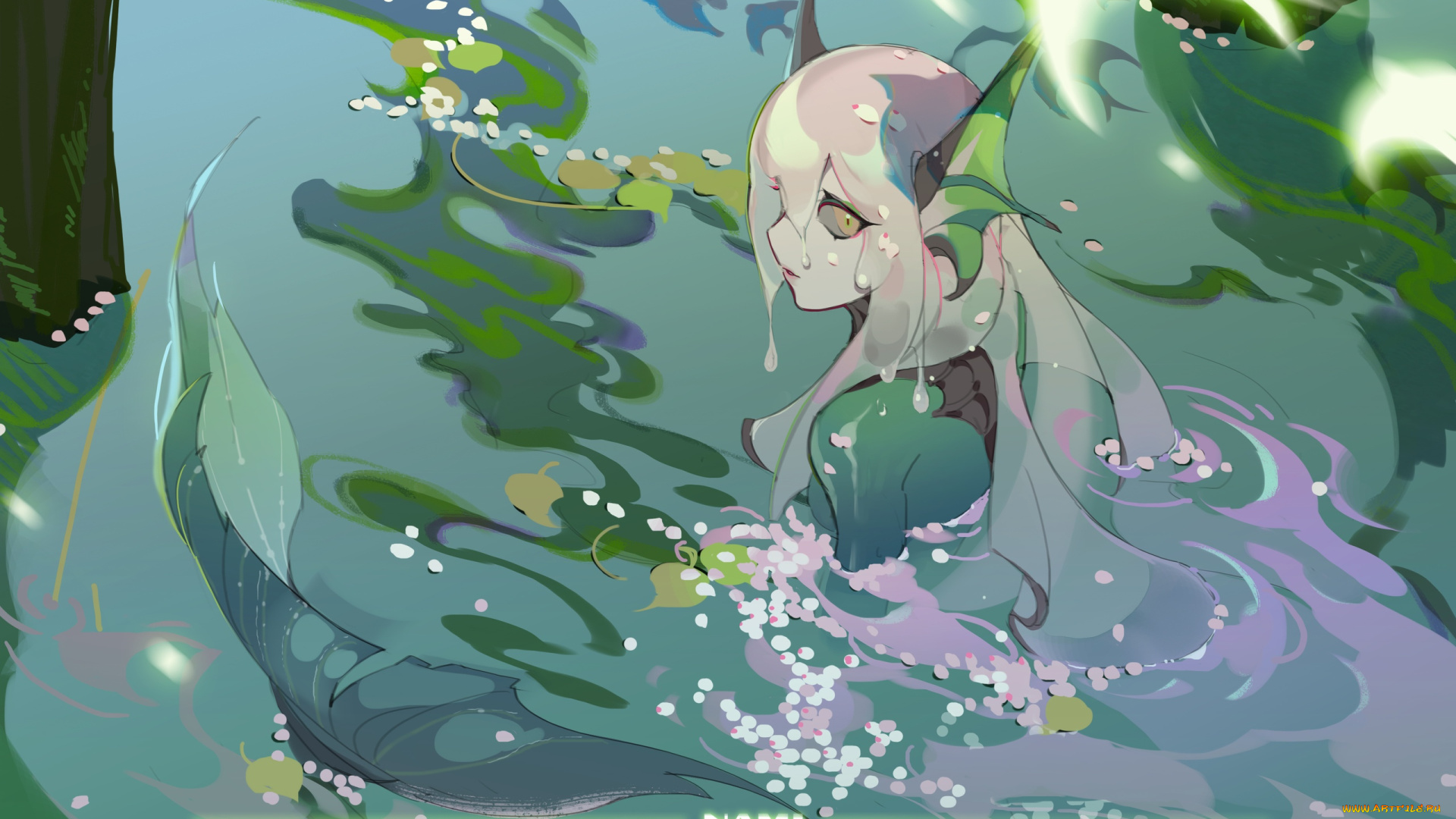 видео, игры, league, of, legends, русалка, река, лепестки, нами