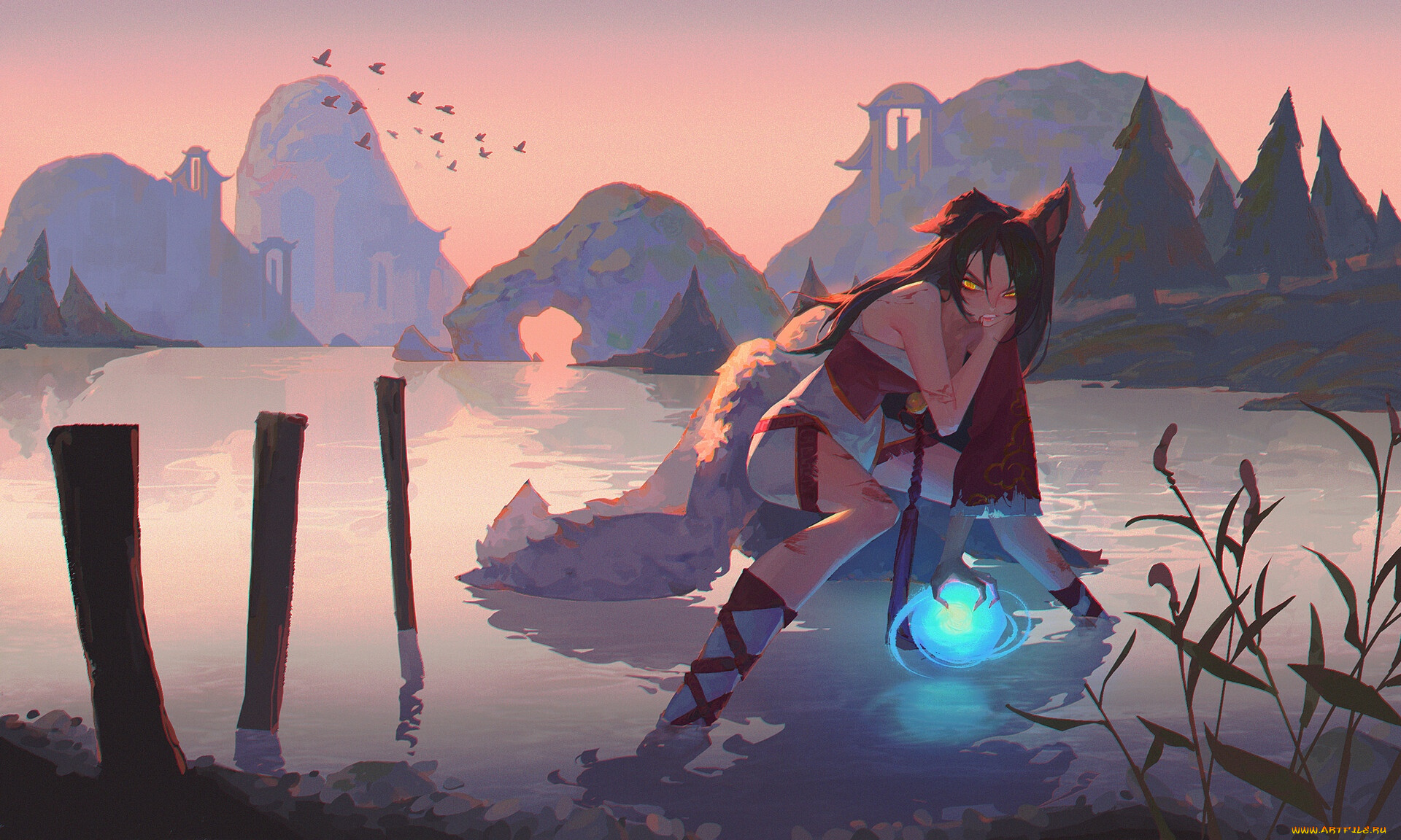 видео, игры, league, of, legends, ари, озеро, горы, магия