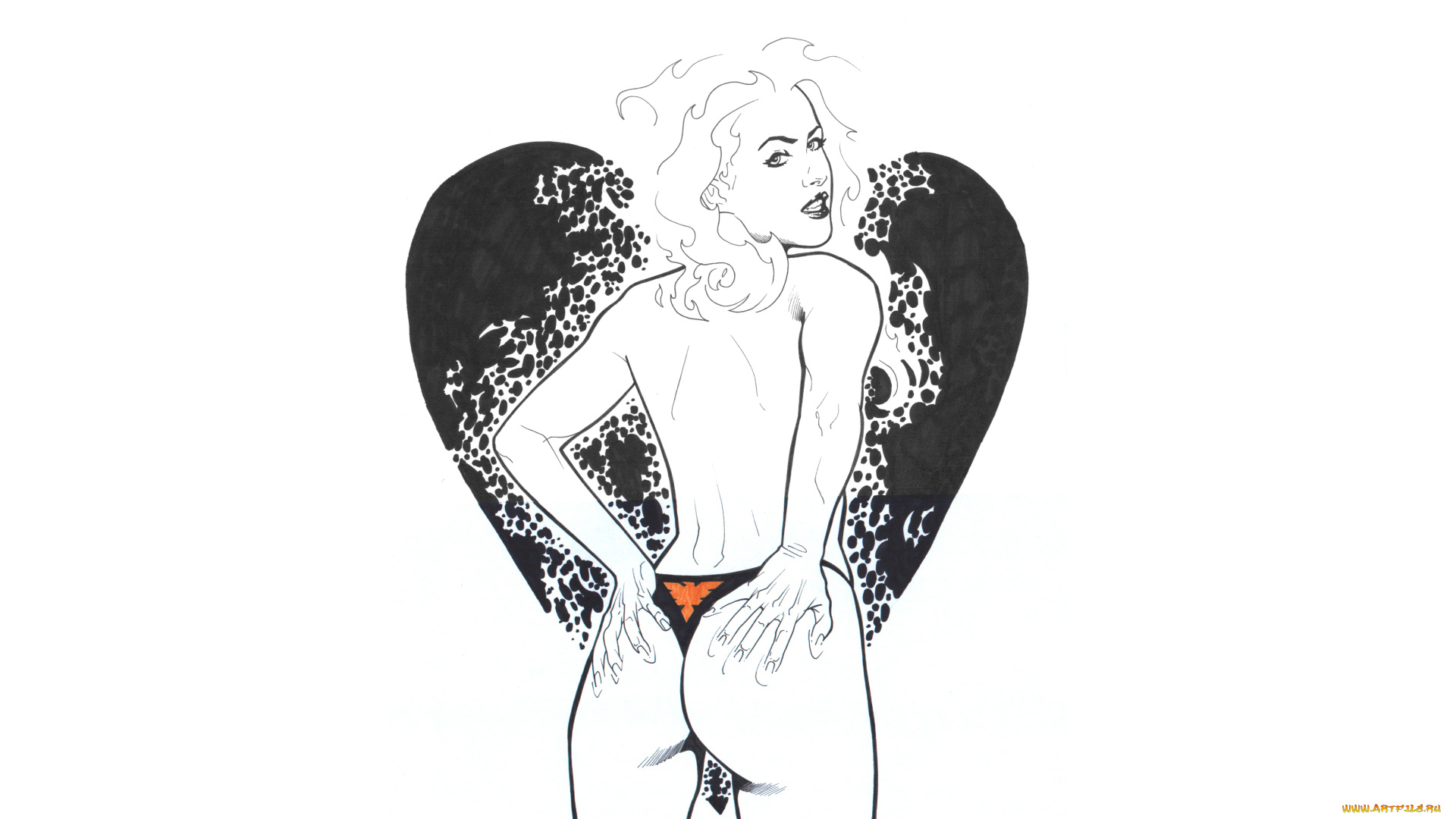 рисованное, люди, девушка, фон, взгляд, сердце