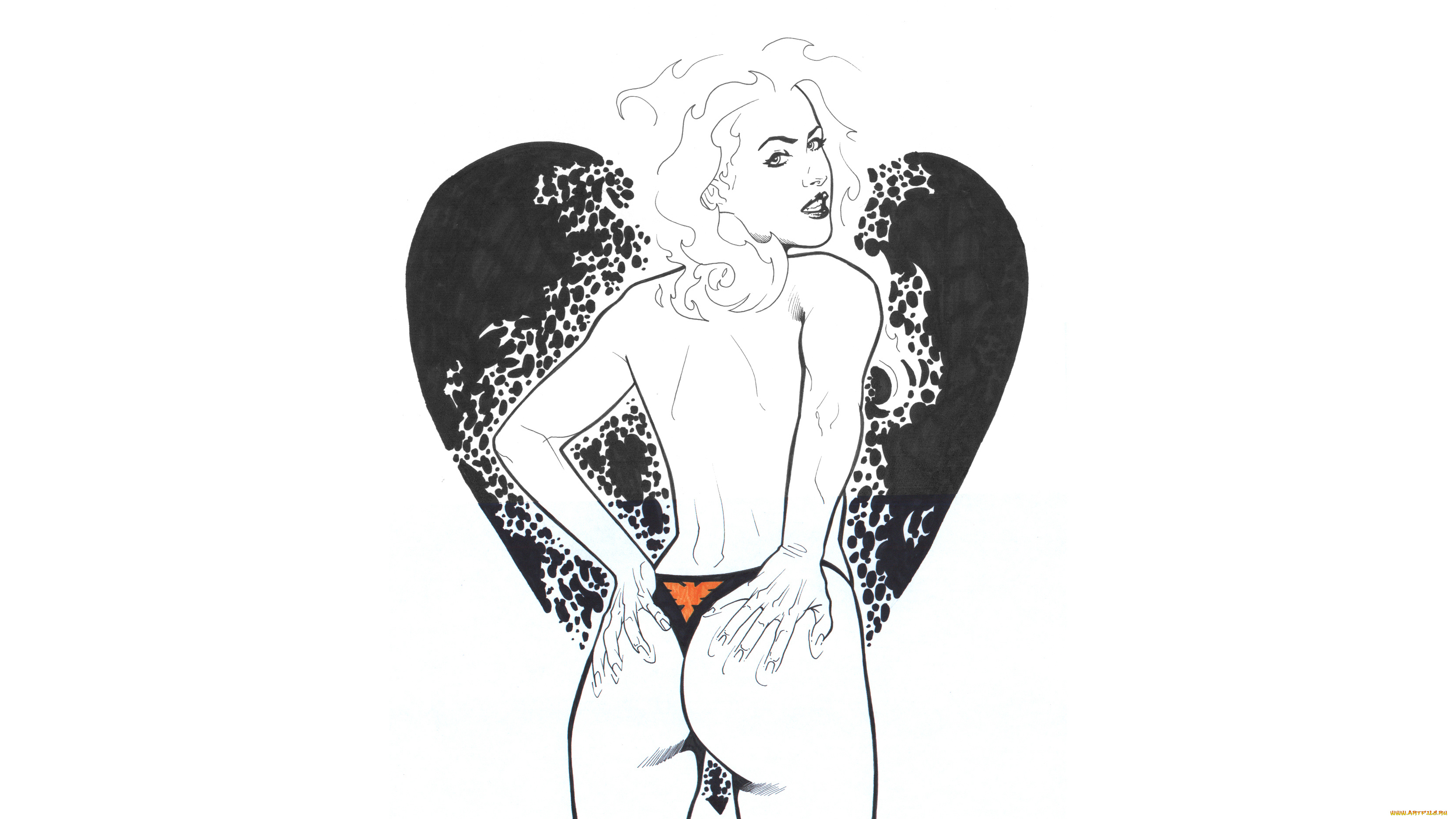 рисованное, люди, девушка, фон, взгляд, сердце