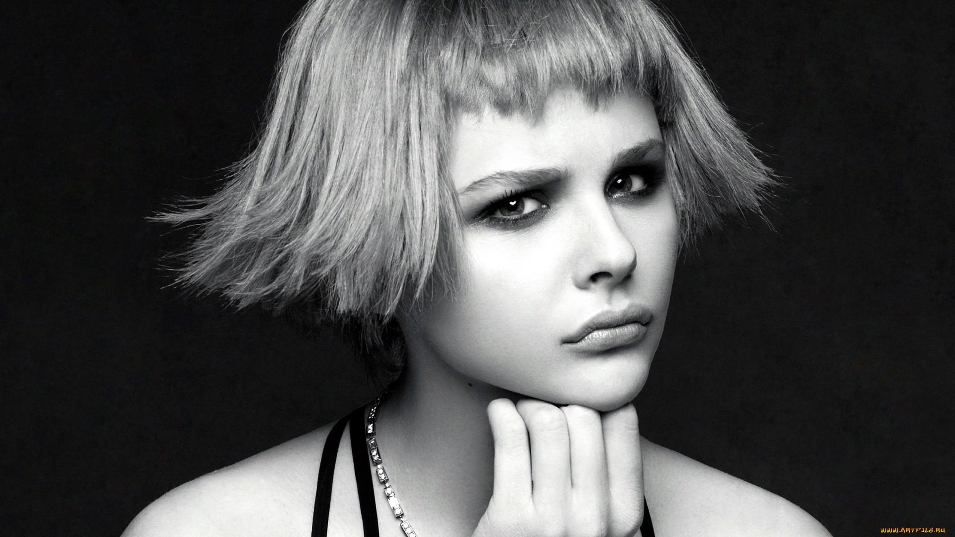 девушки, chloe, grace, moretz, монохром, портрет