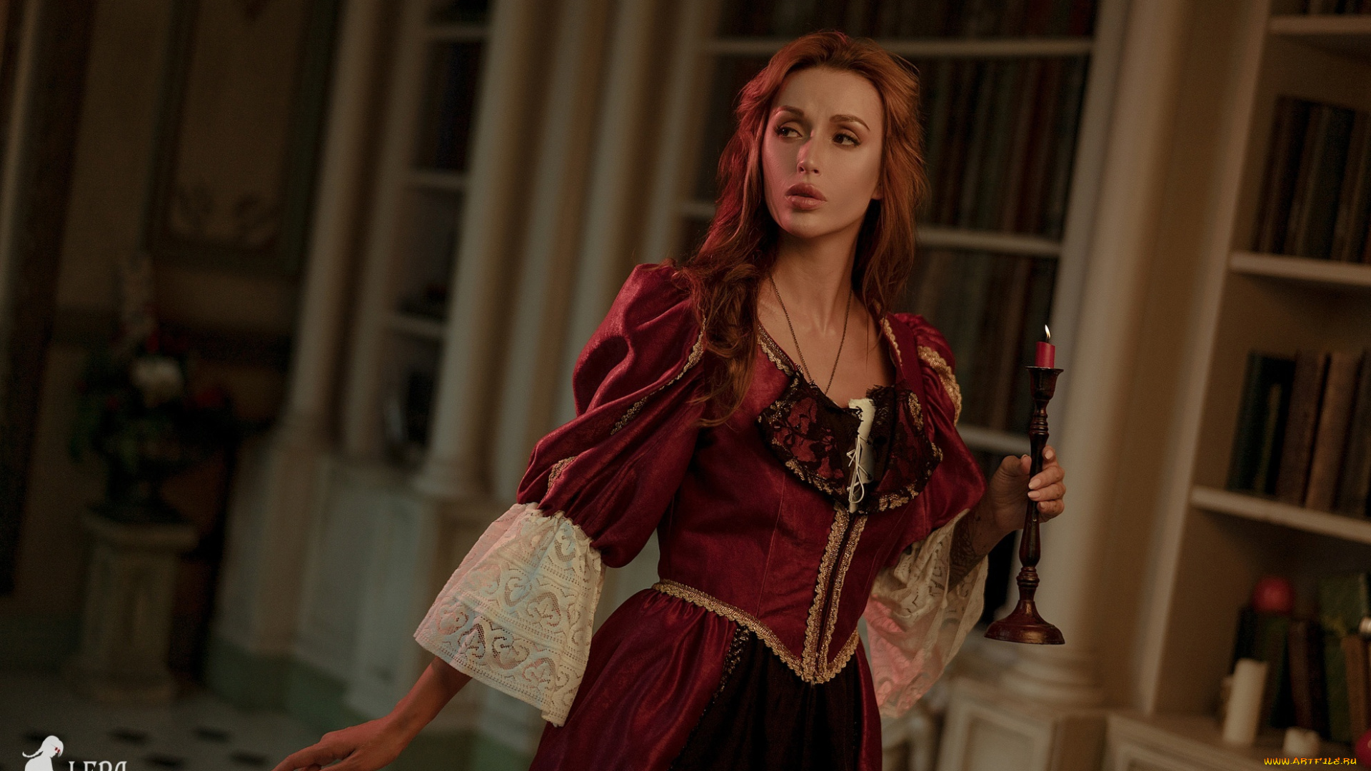 девушки, valery, himera, , lera, himera, образ, костюм, свеча, полки, книги