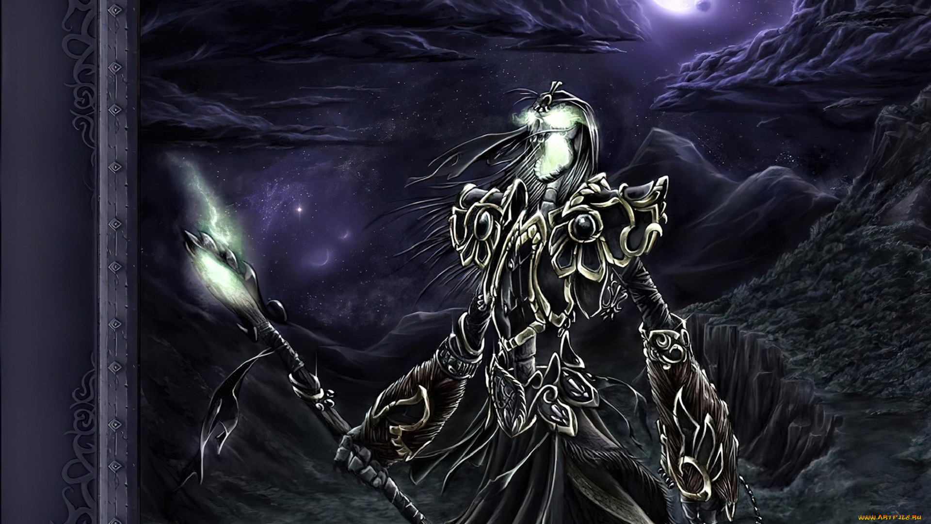 видео, игры, world, of, warcraft, нежить, посох, ночь, скалы