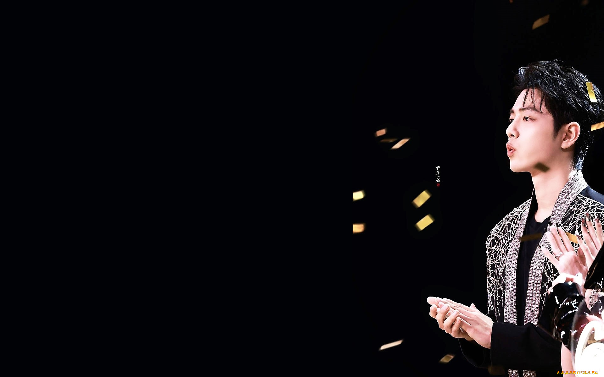 мужчины, xiao, zhan, актер, пиджак, конфетти