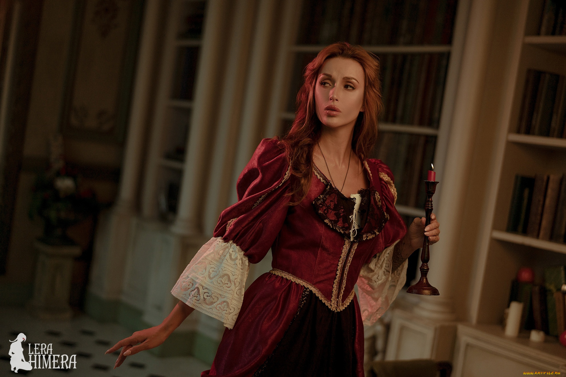 девушки, valery, himera, , lera, himera, образ, костюм, свеча, полки, книги