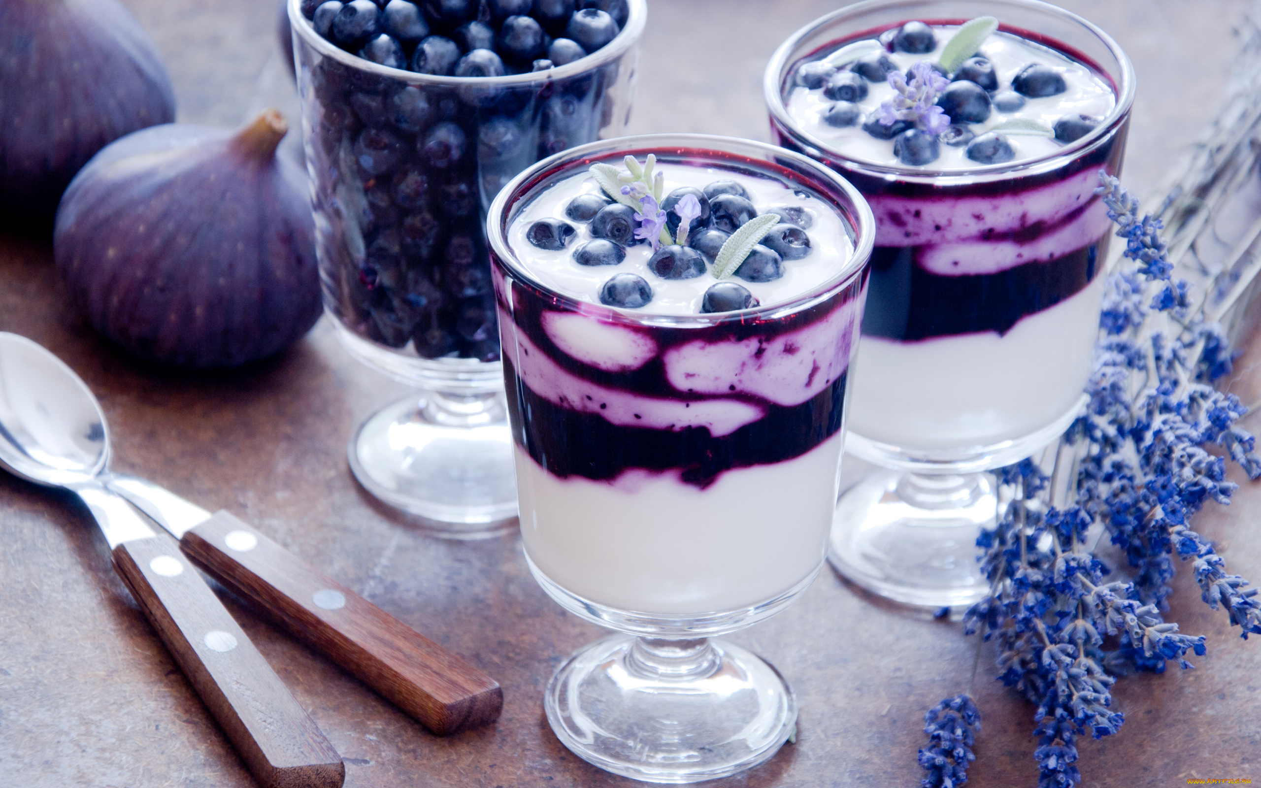 еда, мороженое, , десерты, ягоды, десерт, черника, инжир, лаванда