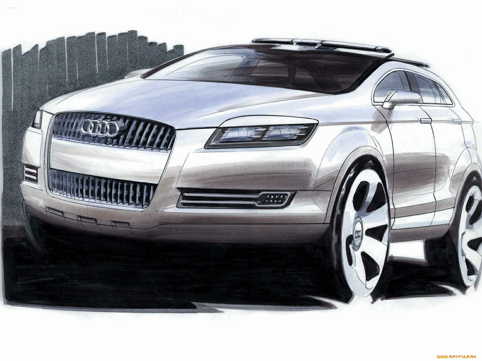 автомобили, рисованные