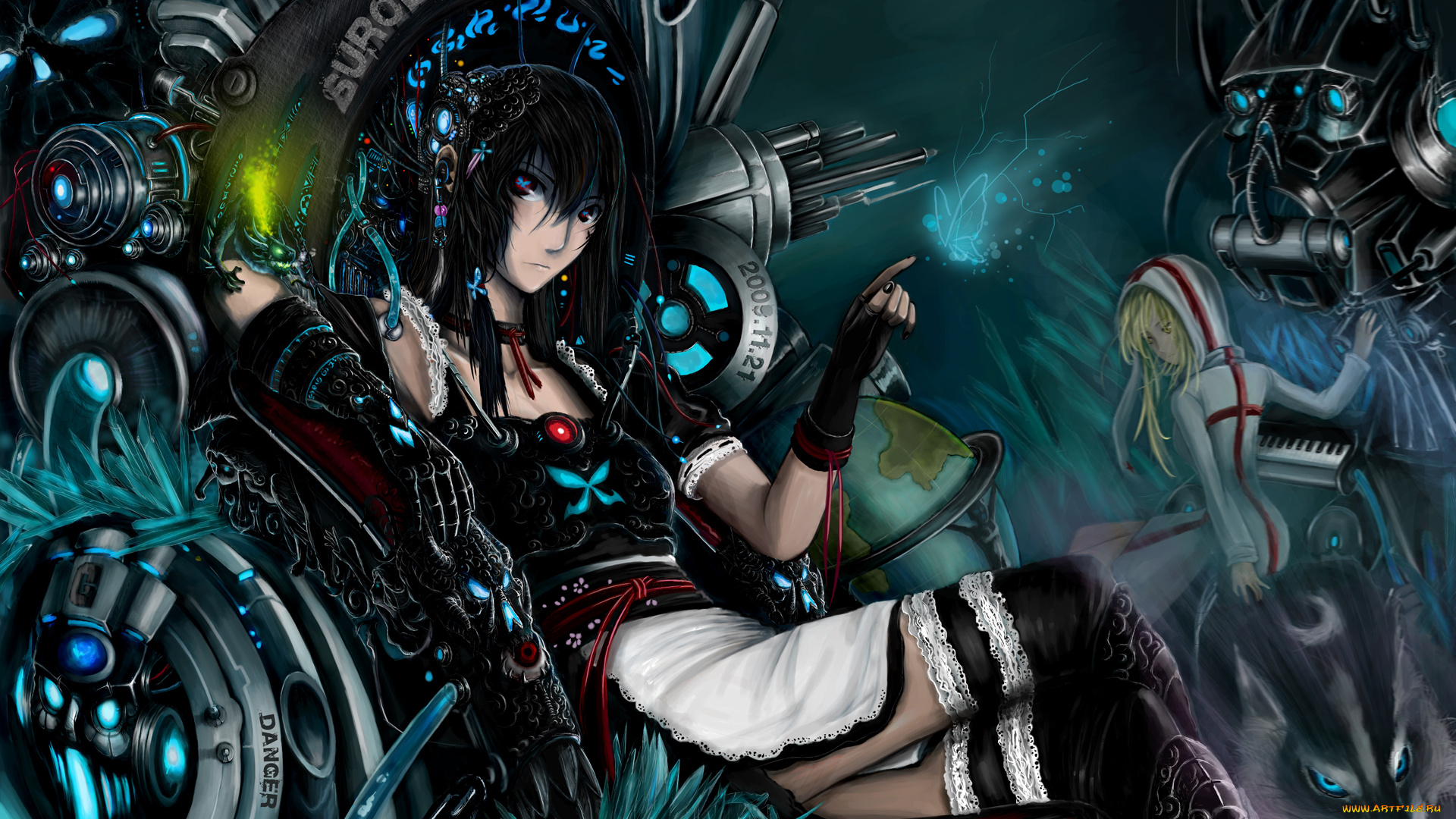 аниме, weapon, blood, technology