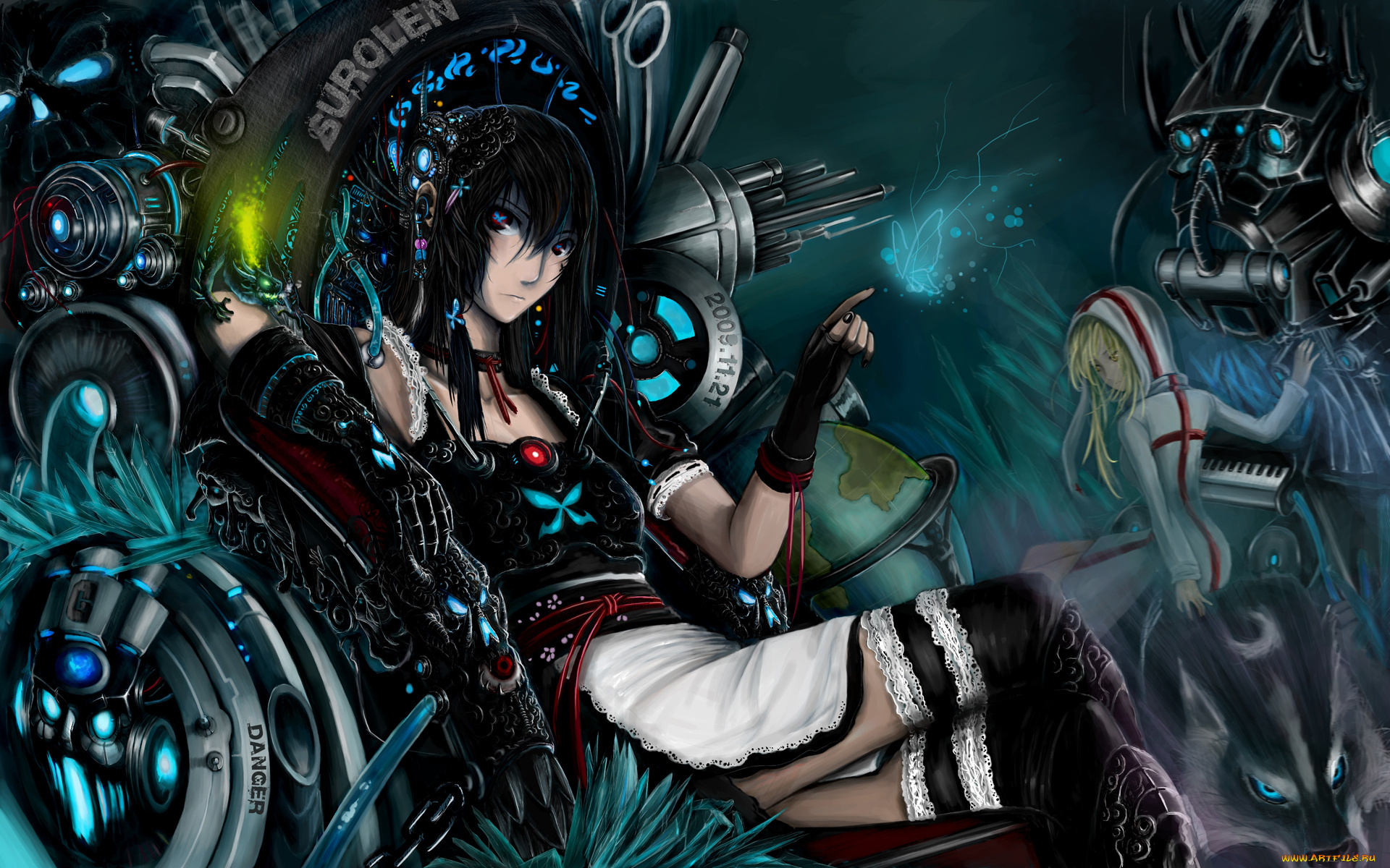 аниме, weapon, blood, technology