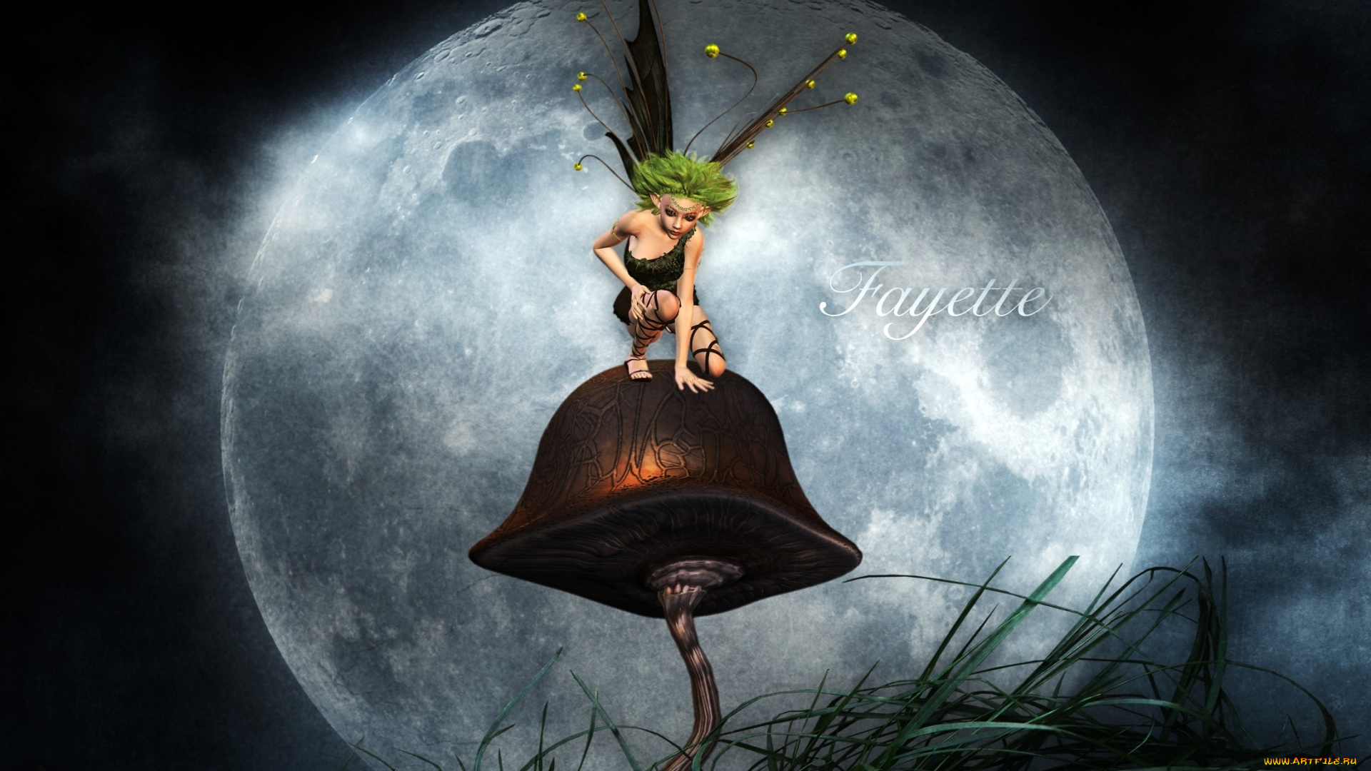 3д, графика, elves, эльфы, эльф, луна