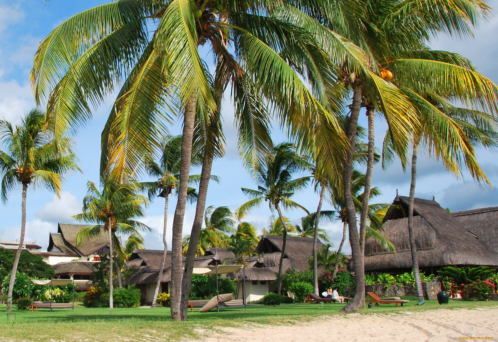 маврикий, ривьер, нуар, города, пейзажи, пальмы, курорт, ривьер-нуар, хижины