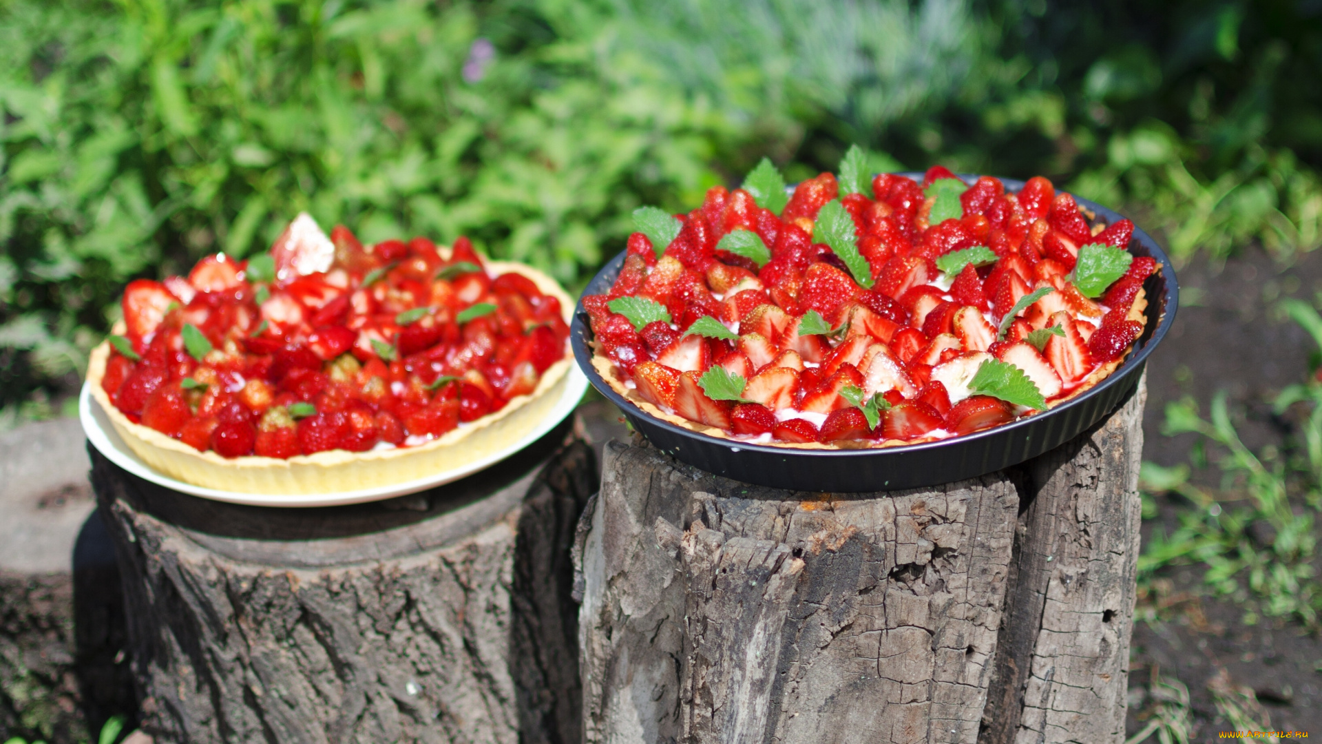 еда, пироги, клубника