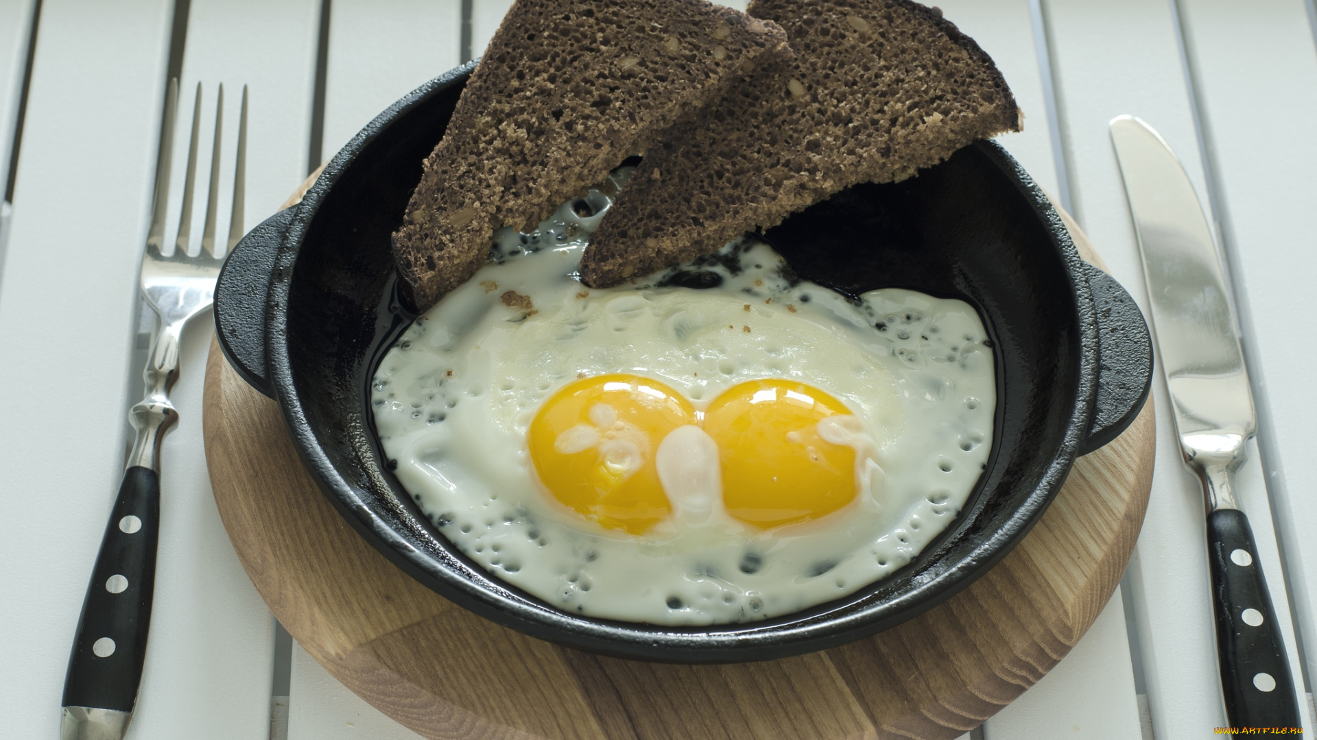 еда, Яичные, блюда, глазунья, хлеб