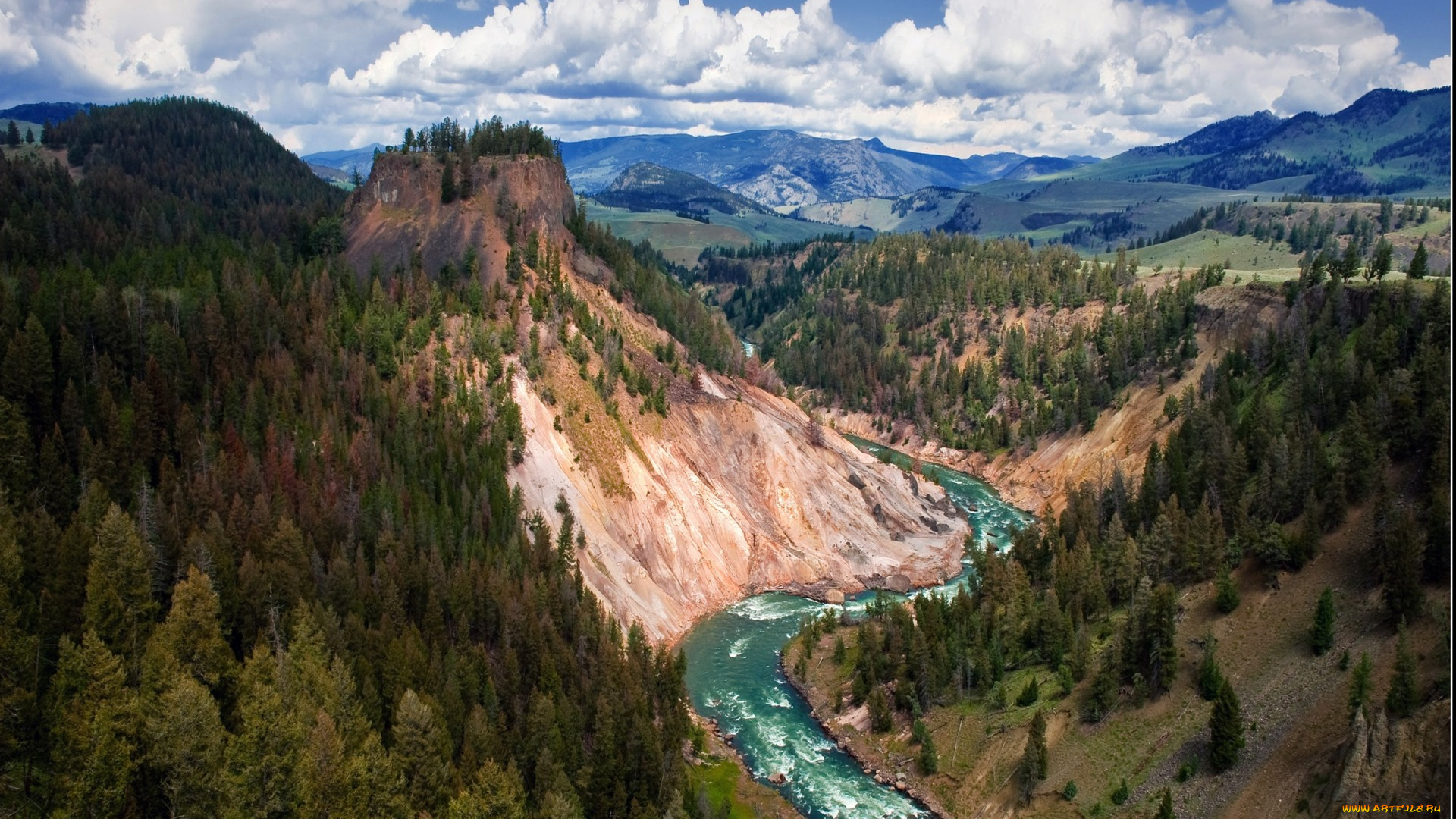 природа, реки, озера, горы, ущелье, река, лес, облака