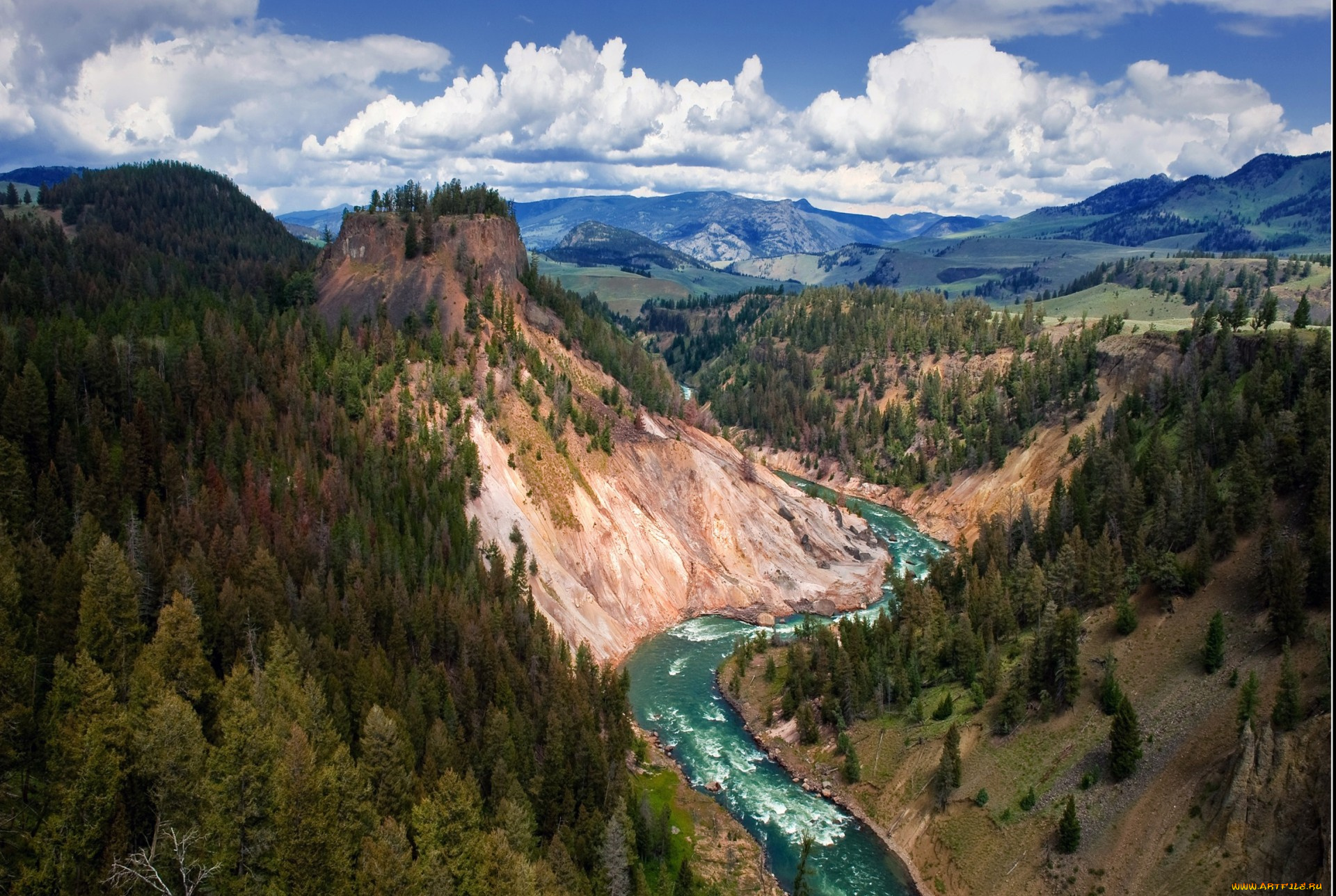 природа, реки, озера, горы, ущелье, река, лес, облака