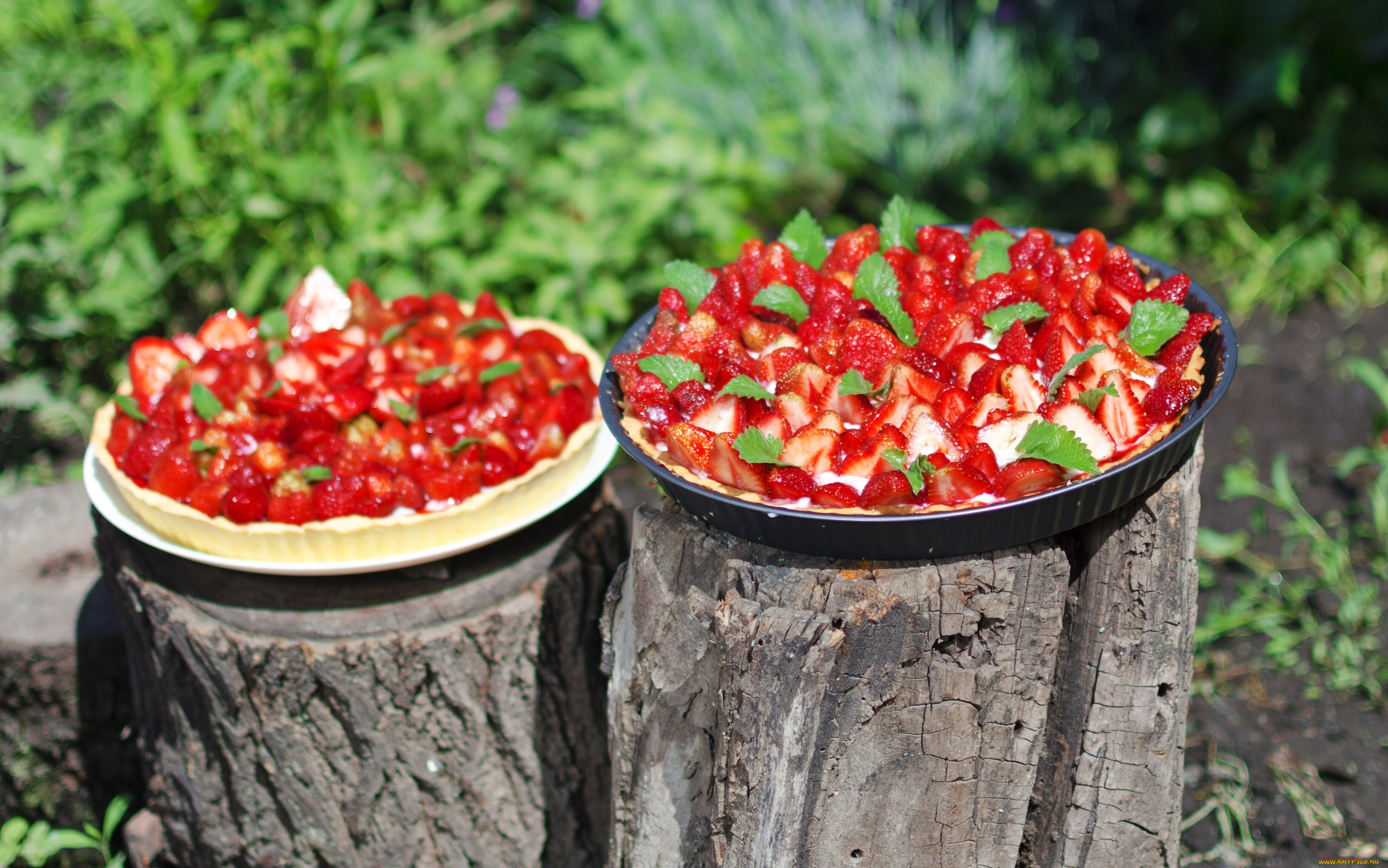 еда, пироги, клубника