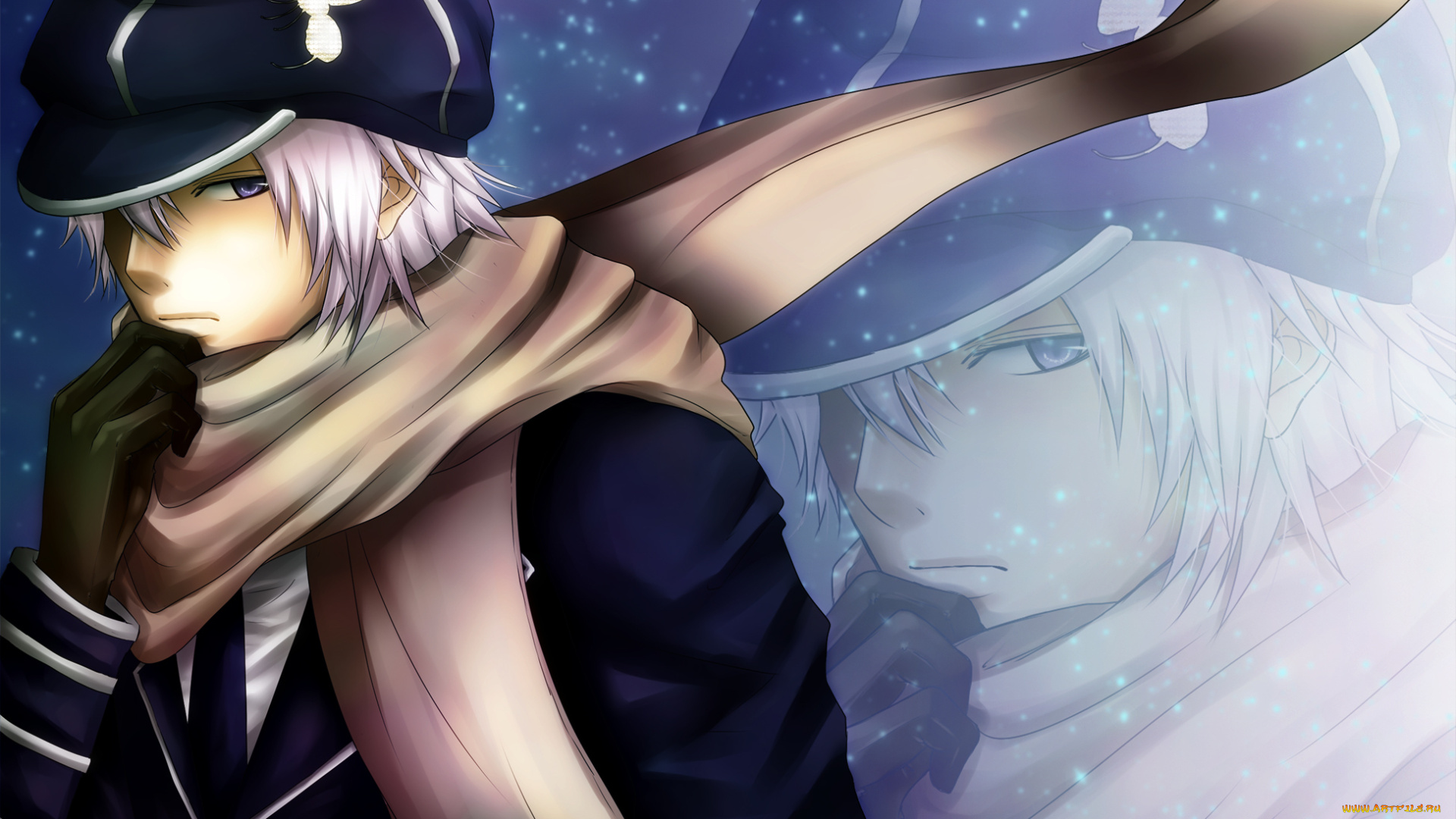 аниме, tegami, bachi, шарф, пчелиная, почта, взгляд, холод, снег, зима, gauche, suede, парень, sawao, art, letter, bee, reverse