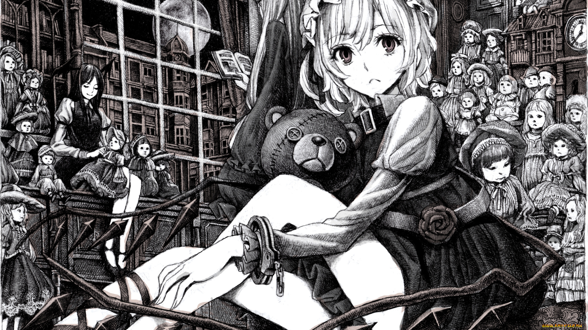 аниме, touhou, рисунок, девушки