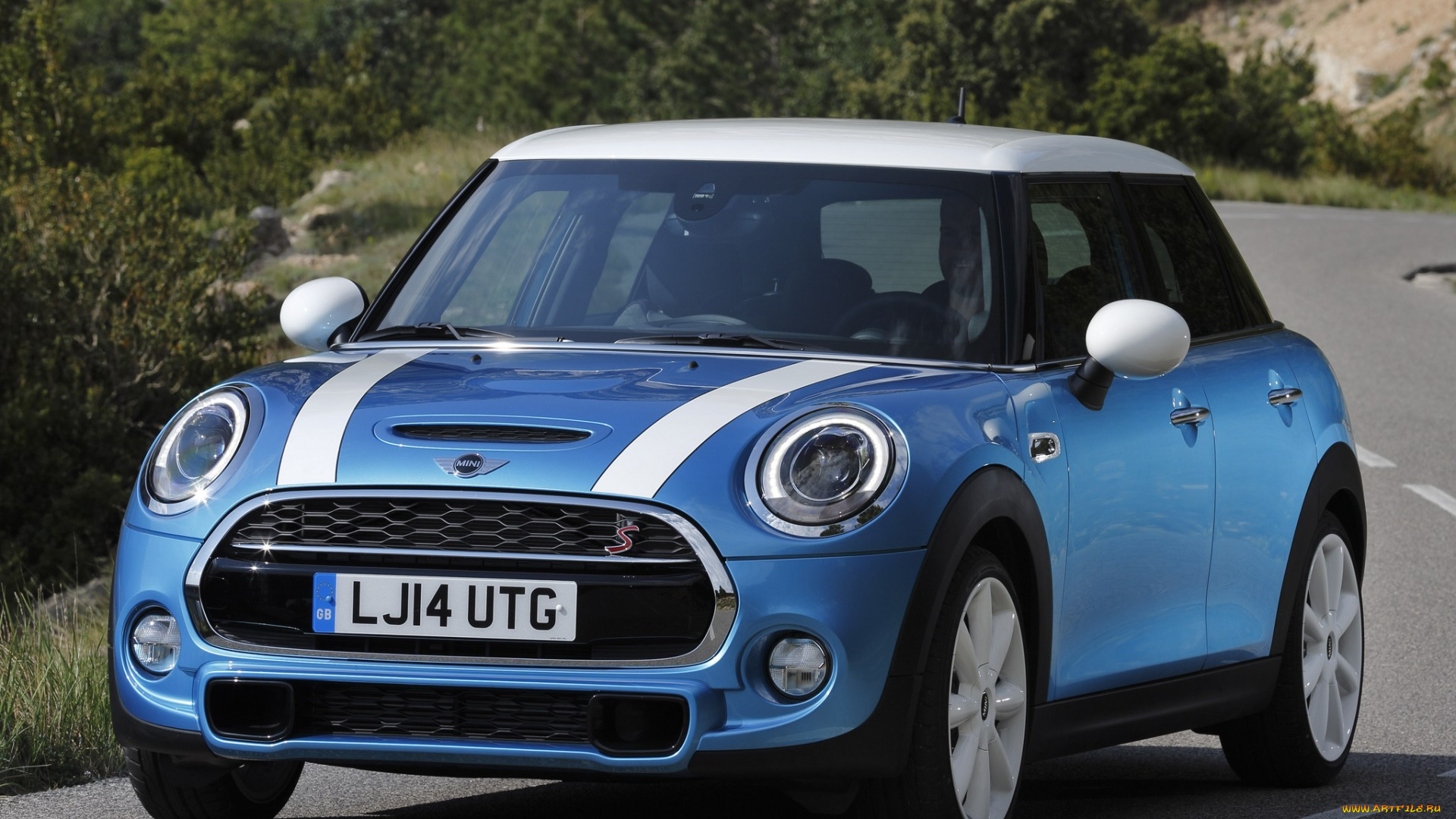 автомобили, mini, 5-door, cooper, s, голубой, 2014