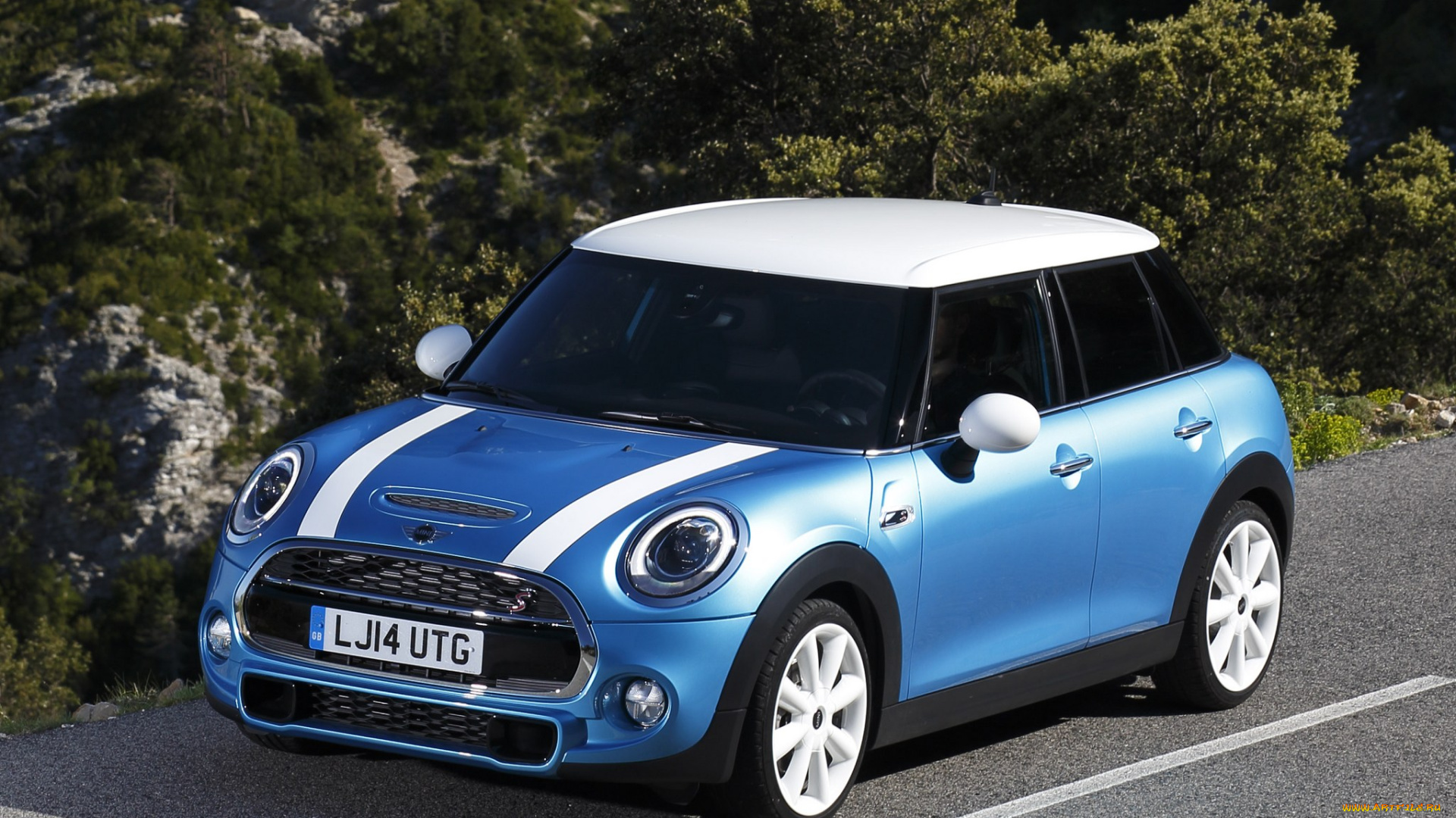 автомобили, mini, голубой, 5-door, 2014, cooper, s