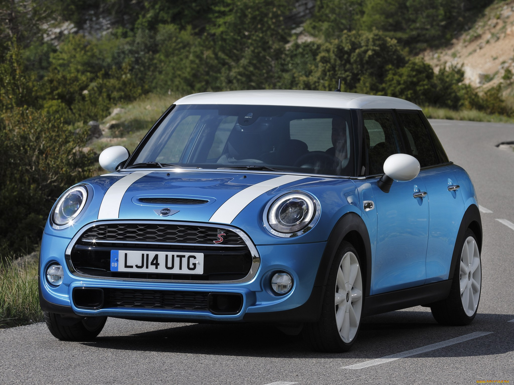 автомобили, mini, 5-door, cooper, s, голубой, 2014