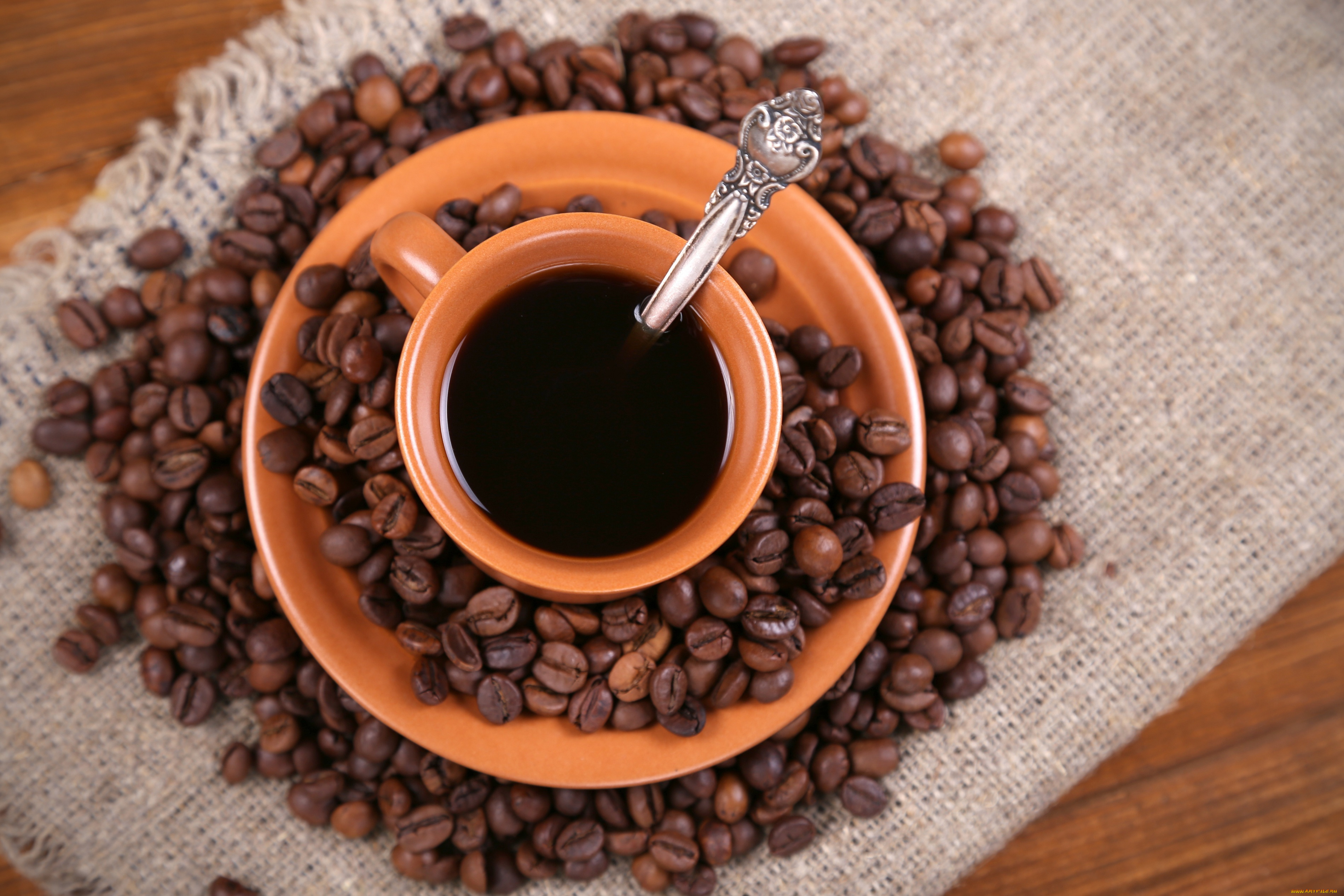 еда, кофе, , кофейные, зёрна, зерна, ложка, кружка, блюдце
