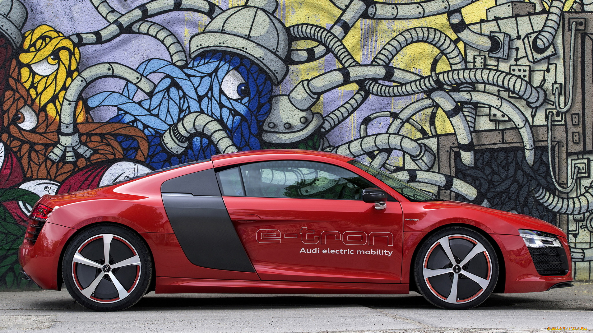 автомобили, audi, car, wallpapers, авто, r8, e-tron, prototype, вид, сбоку