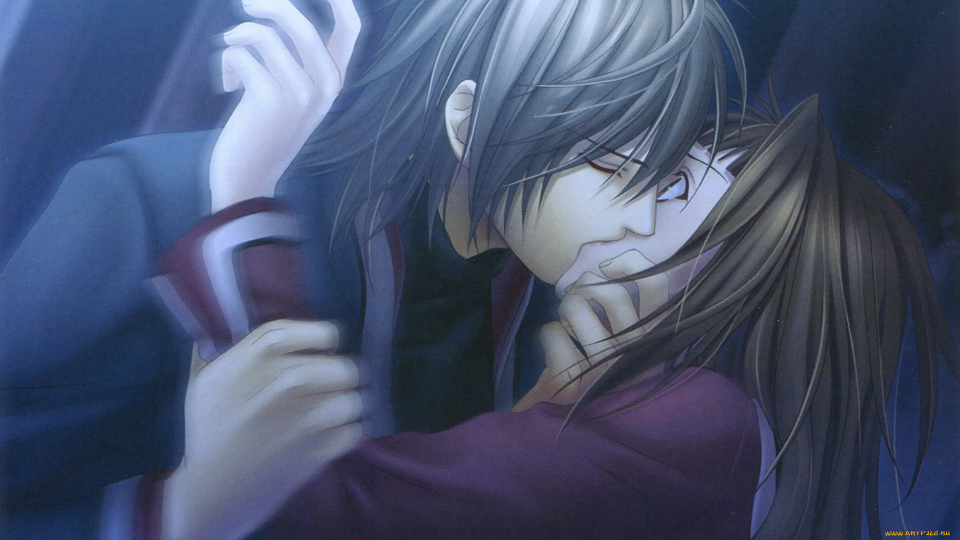 аниме, hiiro, no, kakera, поцелуй