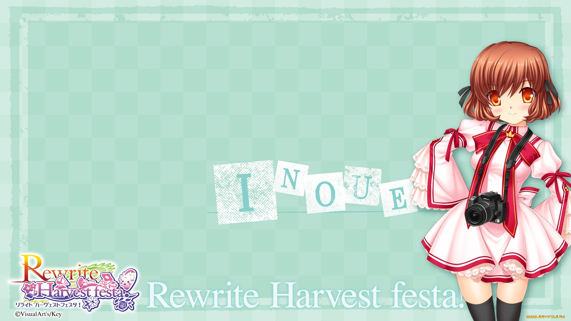 аниме, rewrite, девушка, взгляд, фон