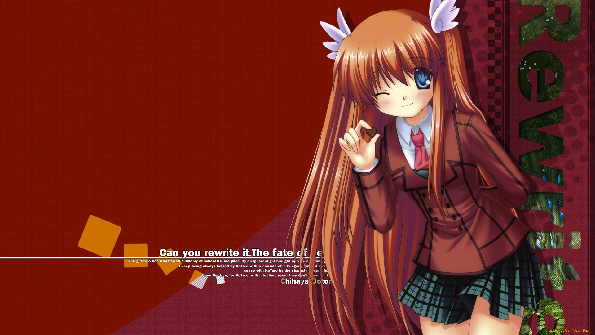 аниме, rewrite, девушка, взгляд, фон