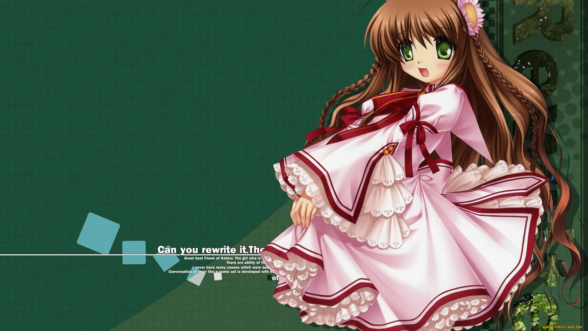 аниме, rewrite, девушка, взгляд, фон