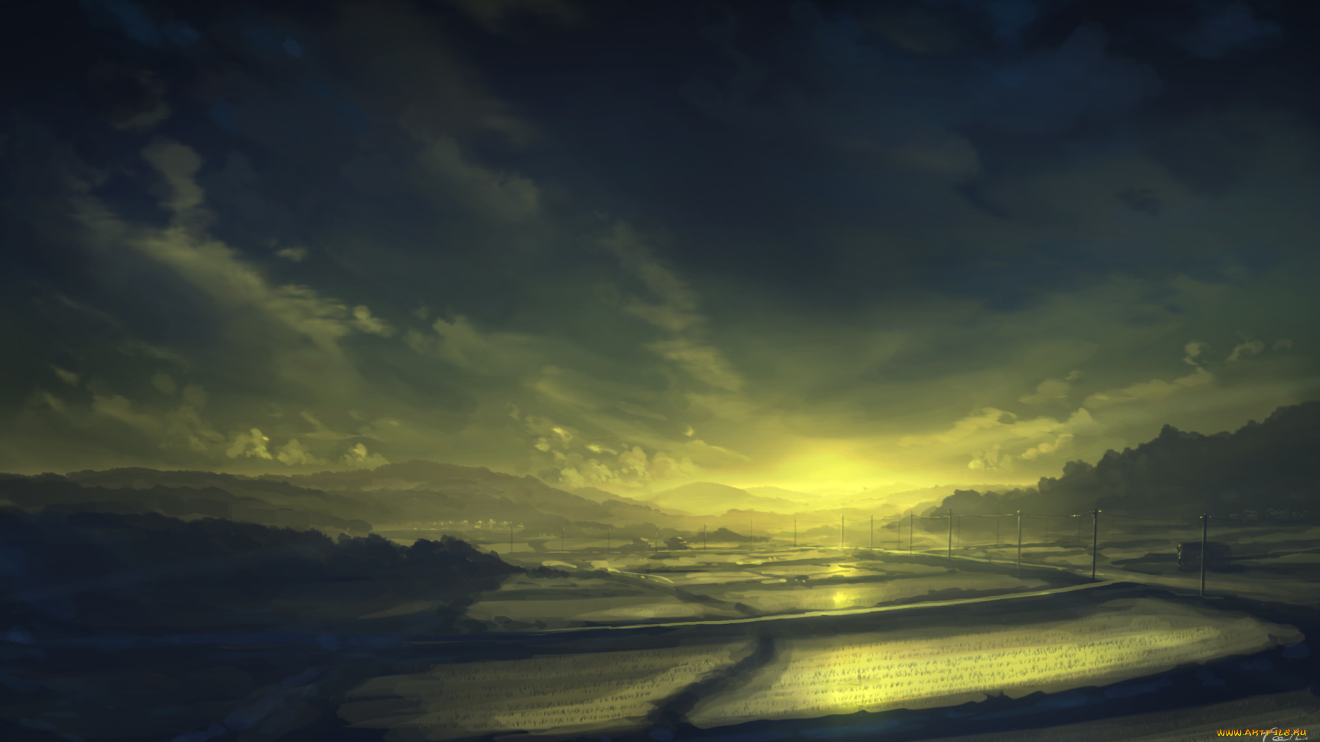 аниме, unknown, , другое, поля, горы