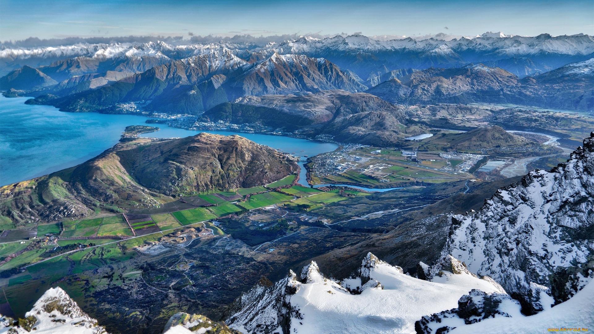 природа, горы, снег, бухта