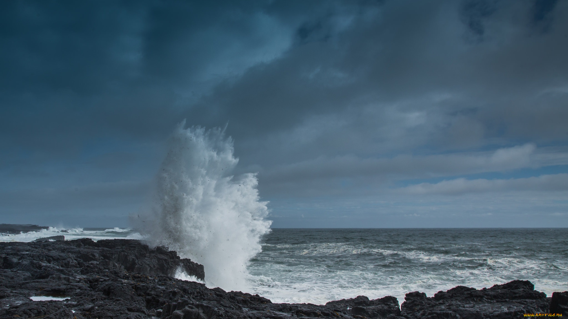 природа, побережье, исландия, море, берег, небо, волны