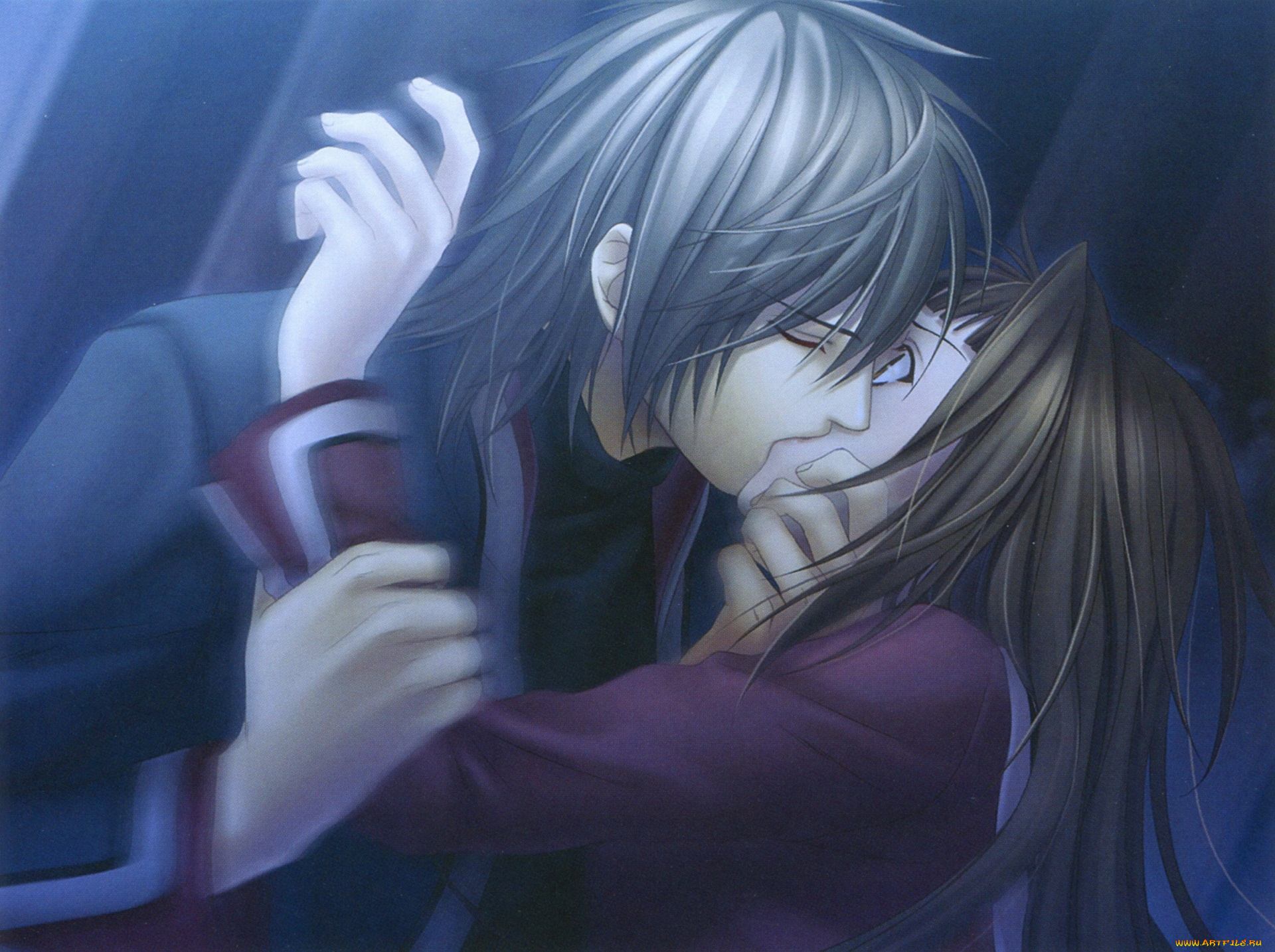 аниме, hiiro, no, kakera, поцелуй