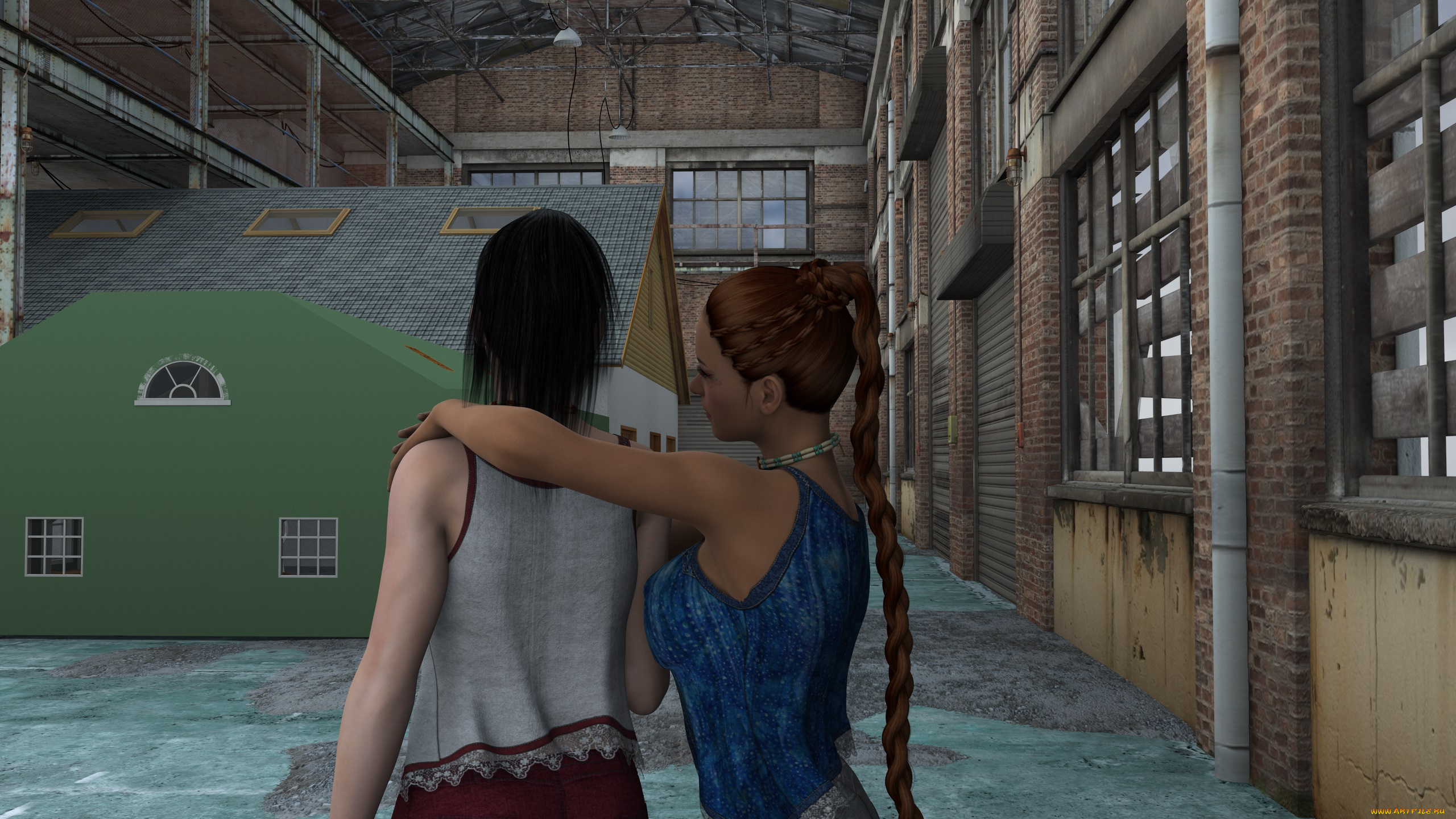 3д, графика, люди, , people, девушки, взгляд, фон