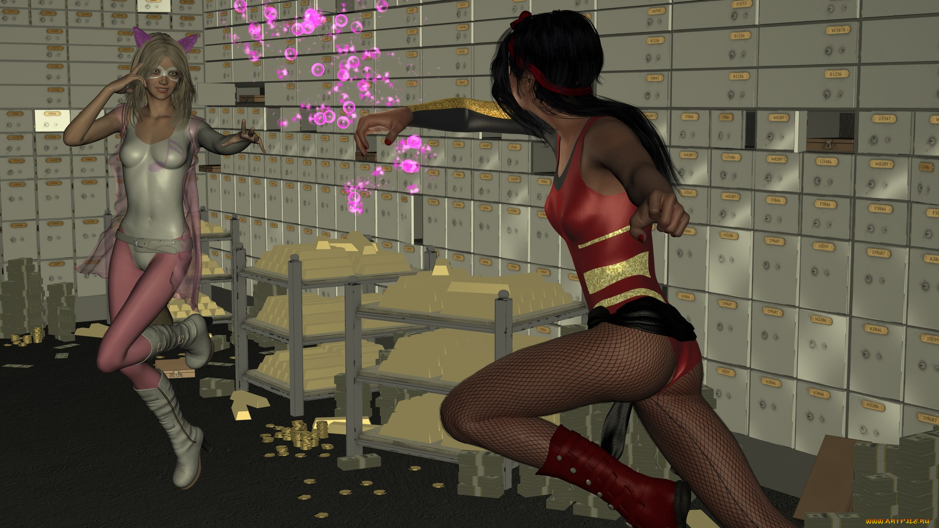 3д, графика, фантазия, , fantasy, девушки, фон, взгляд