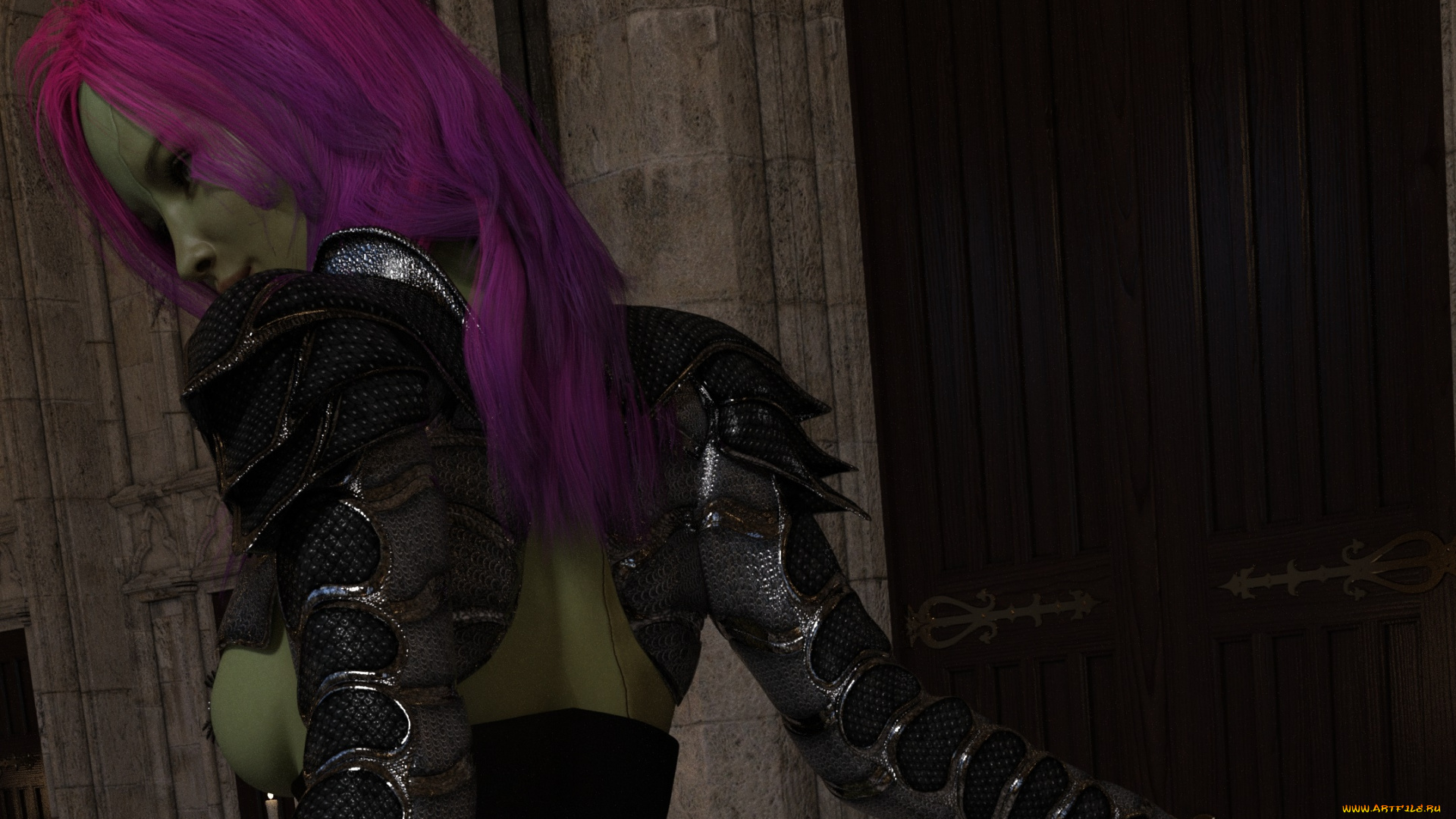 3д, графика, _science, fiction, девушка, взгляд, фон