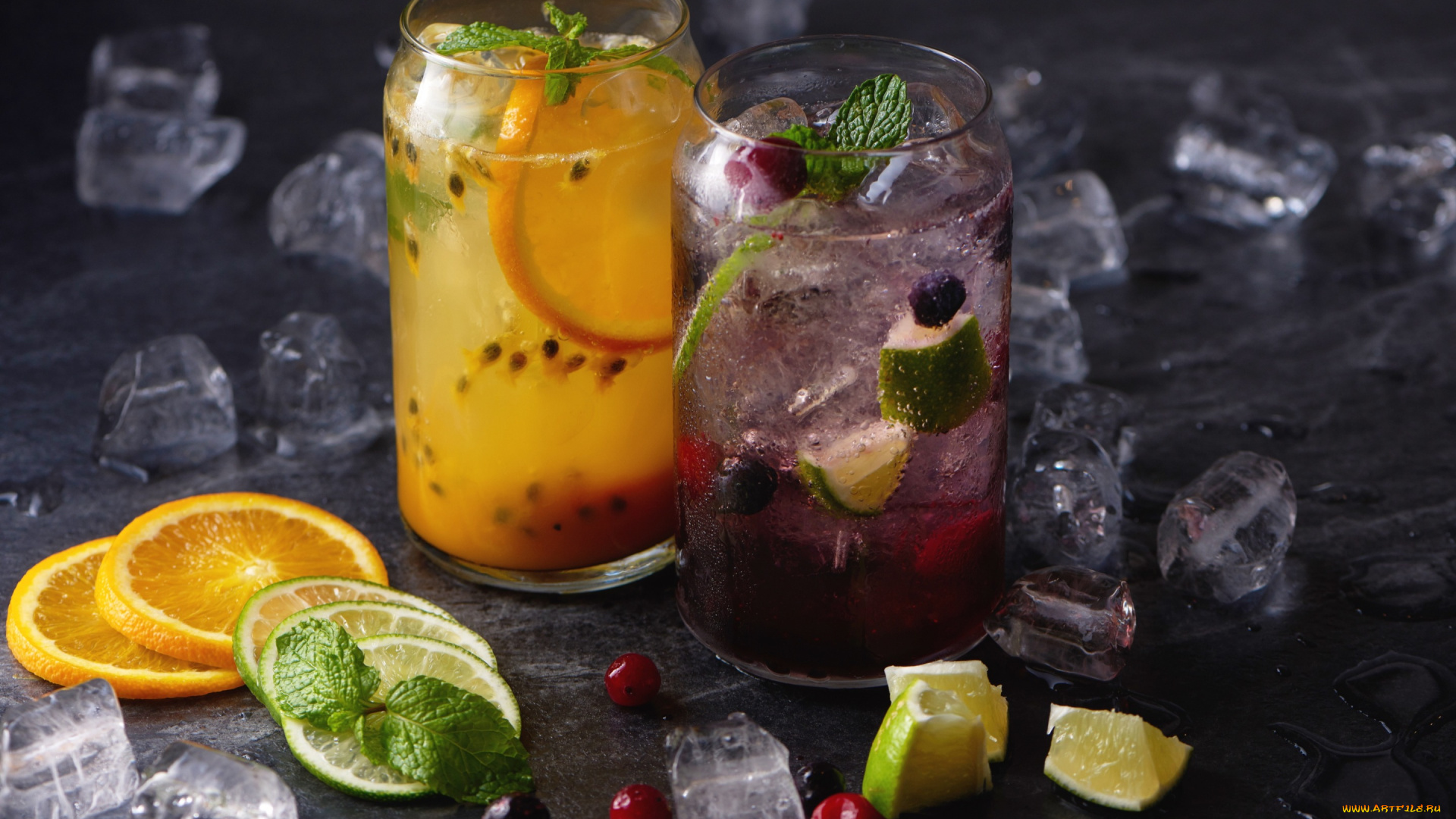 еда, напитки, лайм, лед, лимонад, апельсин, ягоды