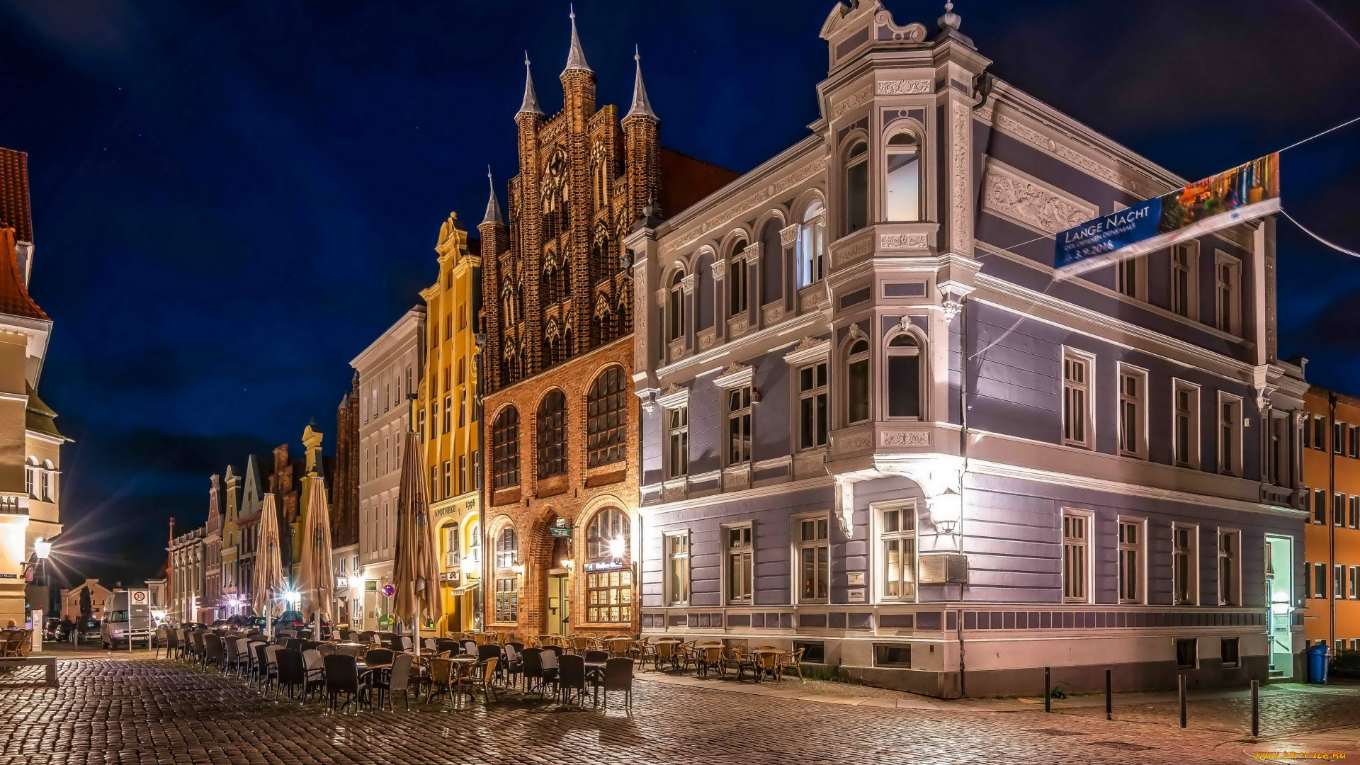 германия, города, -, улицы, , площади, , набережные, здания, ночь, столы, стулья