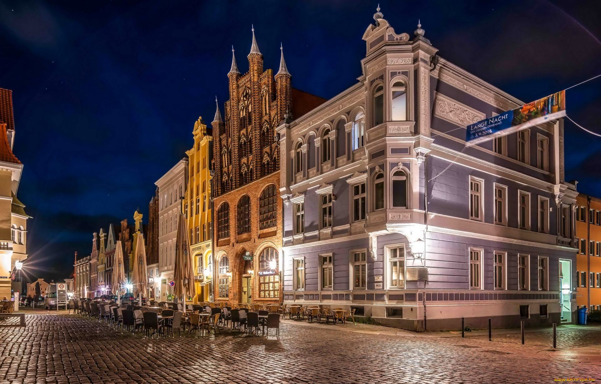 германия, города, -, улицы, , площади, , набережные, здания, ночь, столы, стулья