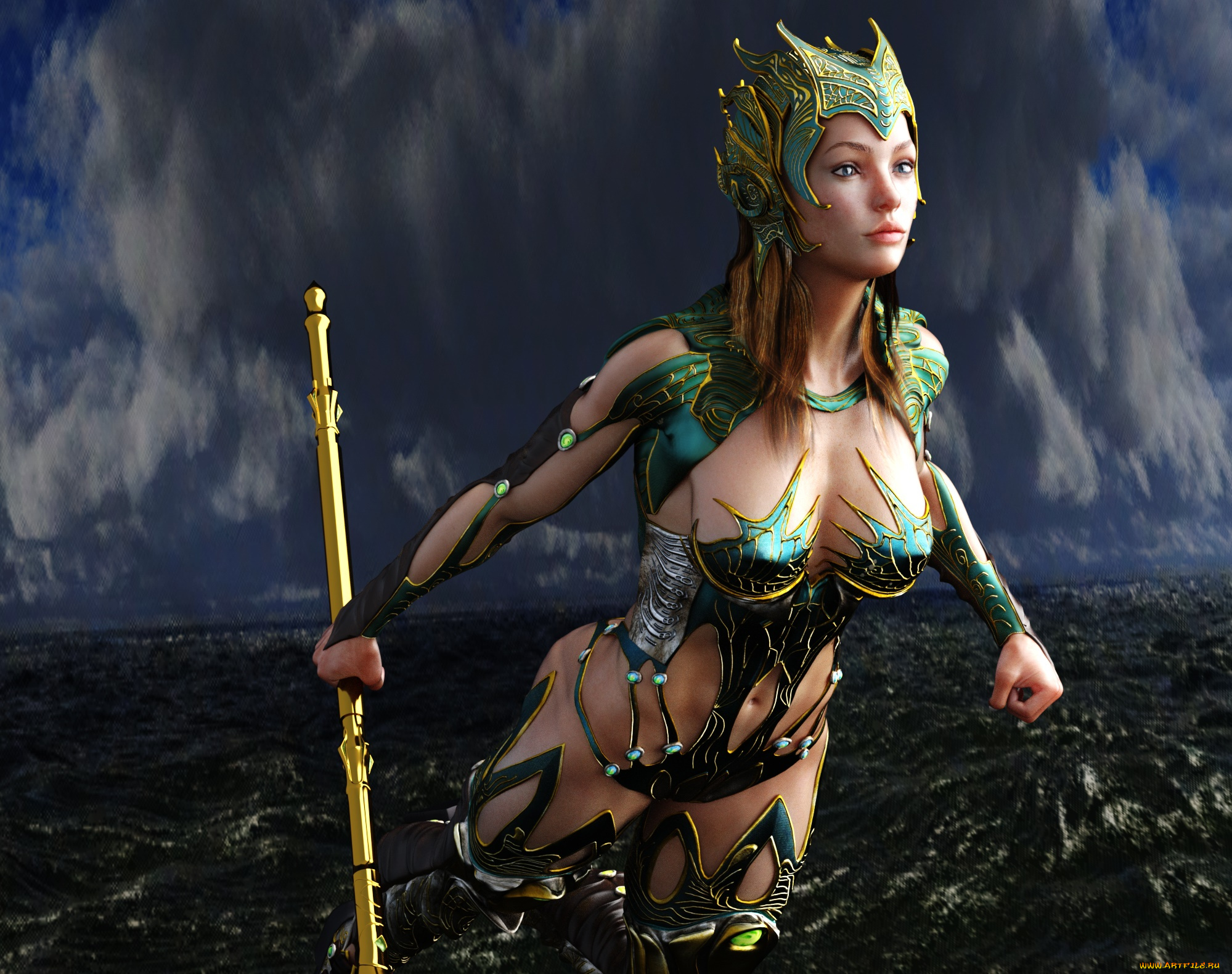 3д, графика, фантазия, , fantasy, девушка, взгляд, фон