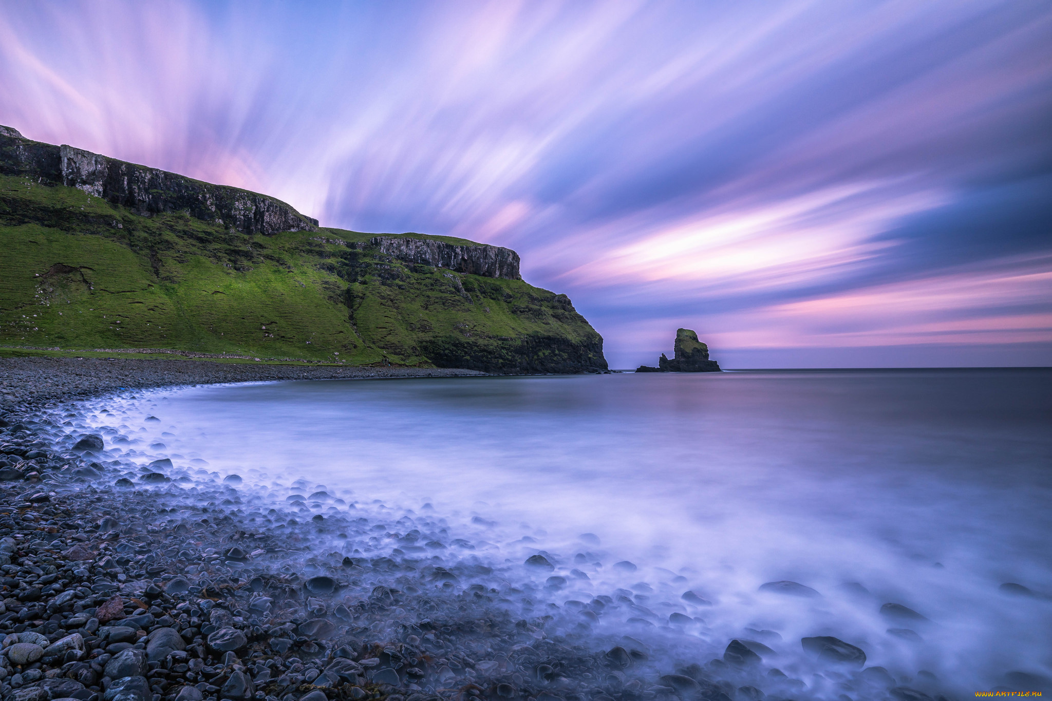 природа, побережье, пляж, камни