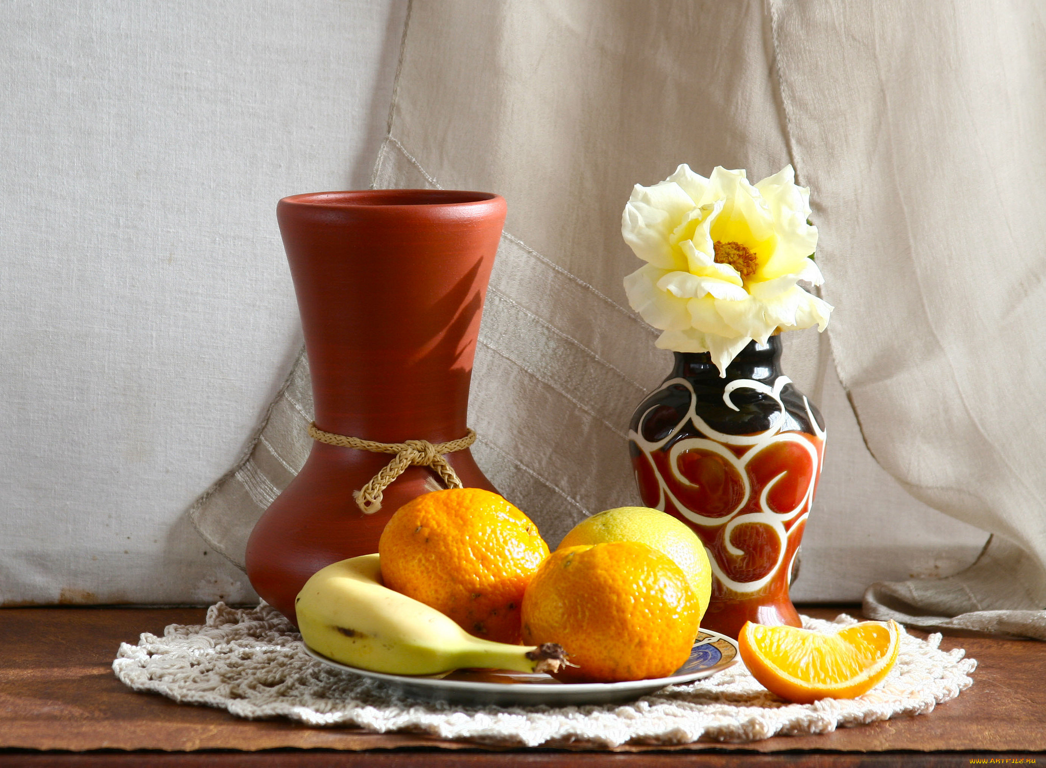 еда, натюрморт, фрукты, кувшин
