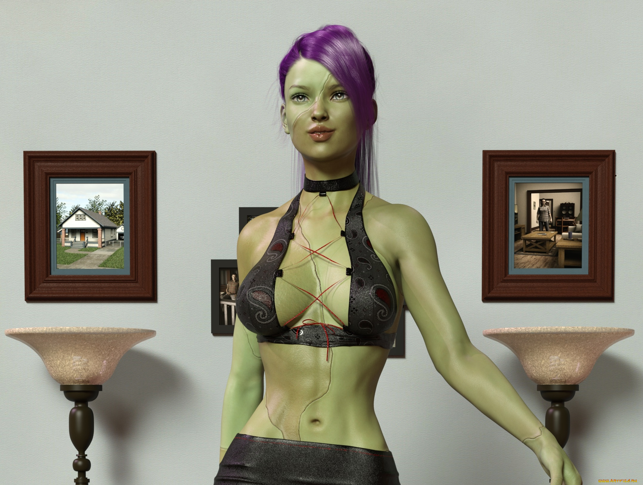 3д, графика, _science, fiction, девушка, взгляд, фон