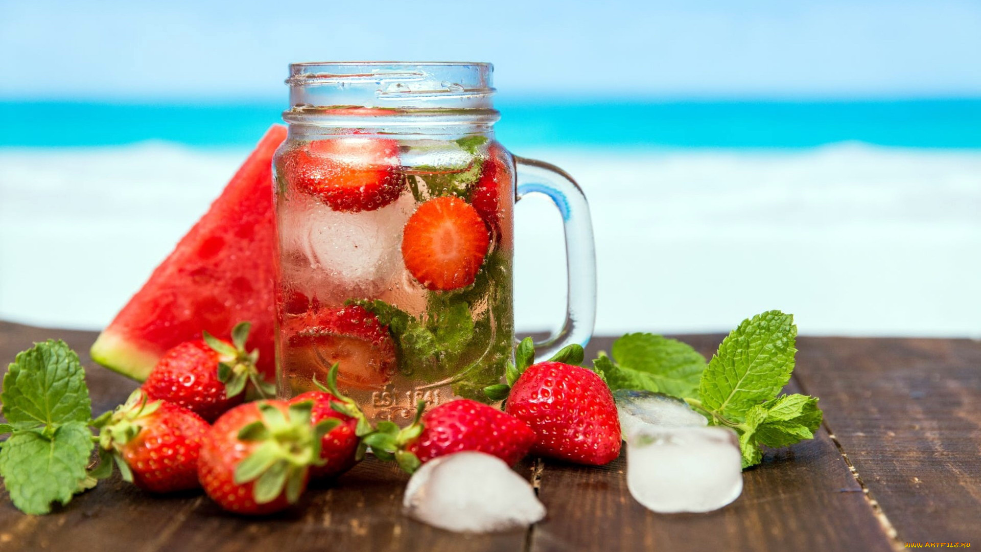 еда, напитки, клубника, арбуз, лед