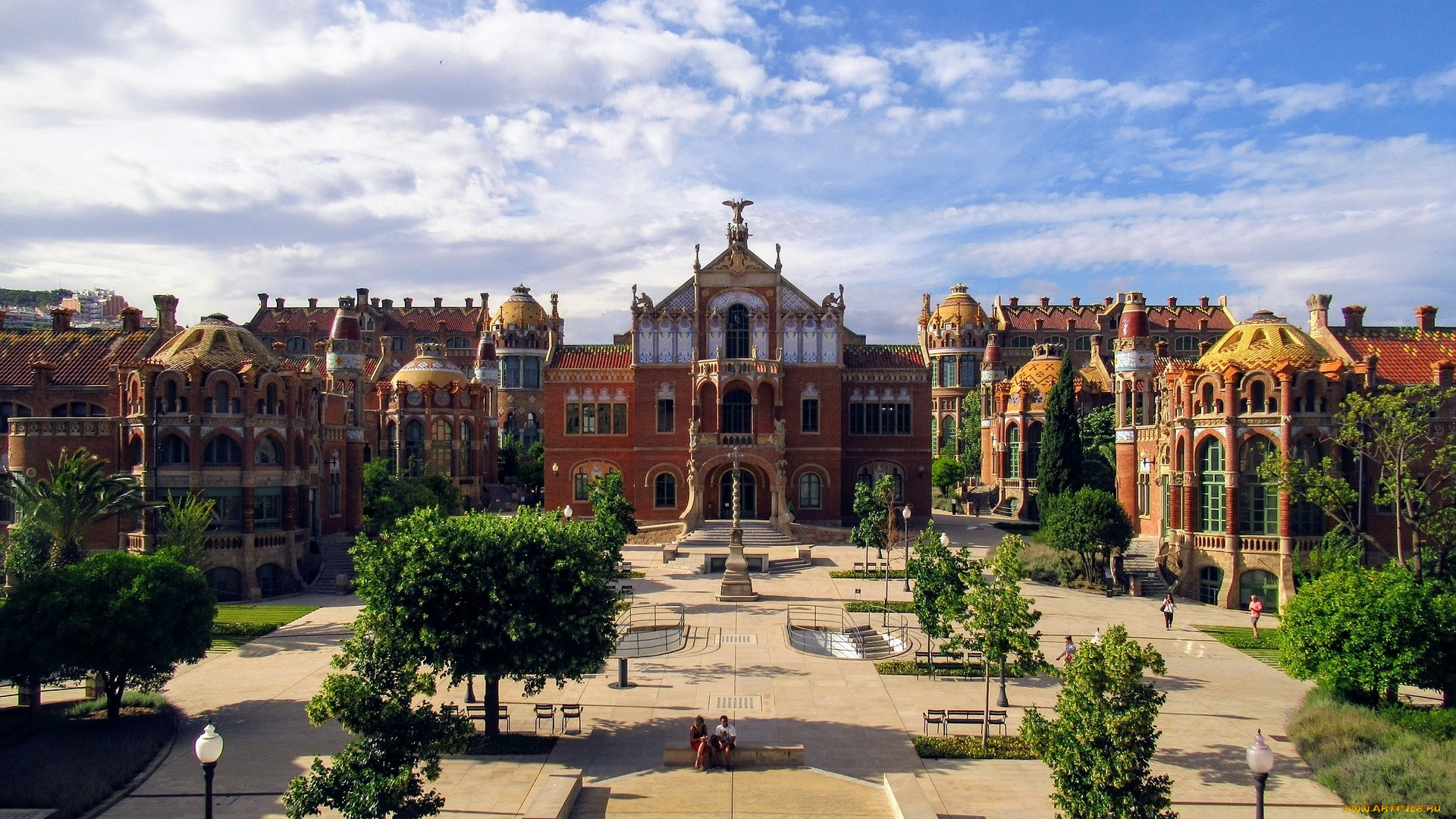 города, барселона, , испания, сквер