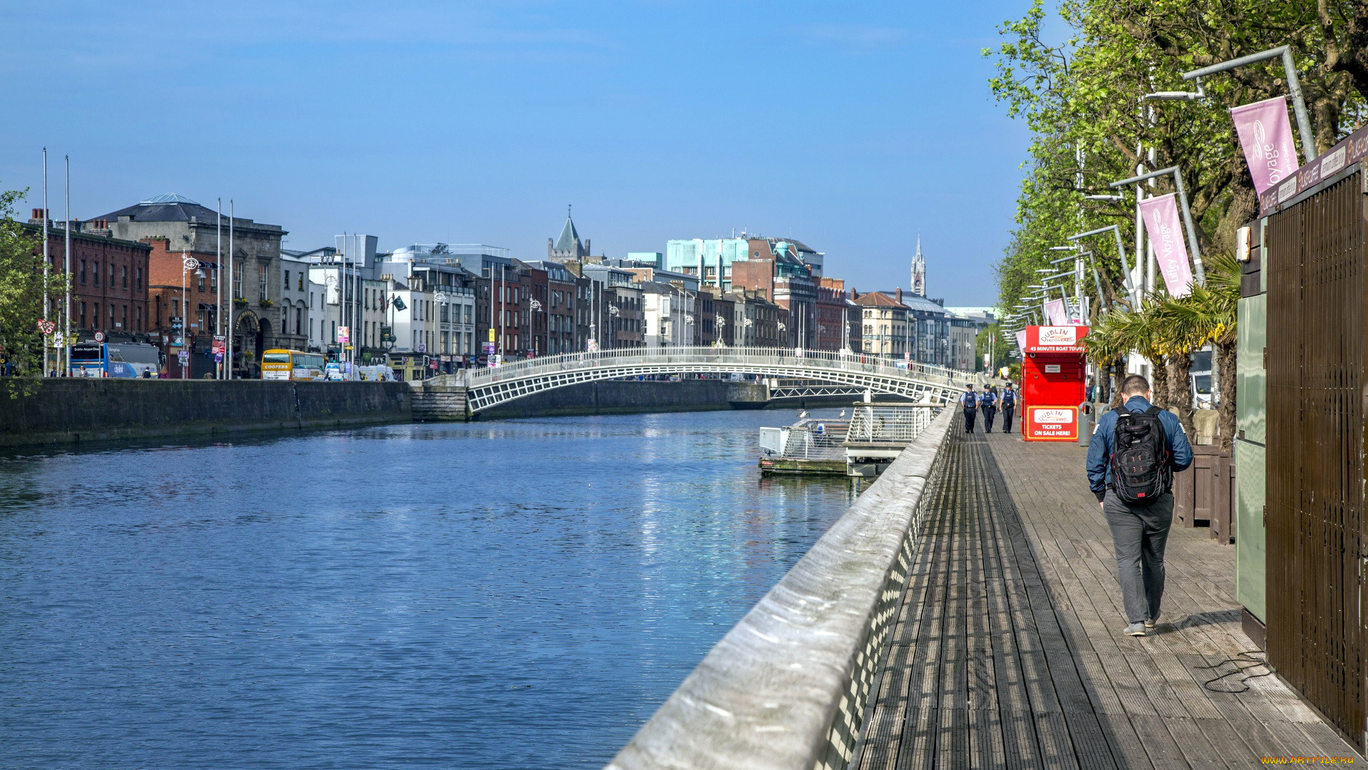 города, дублин, , ирландия, мост, река