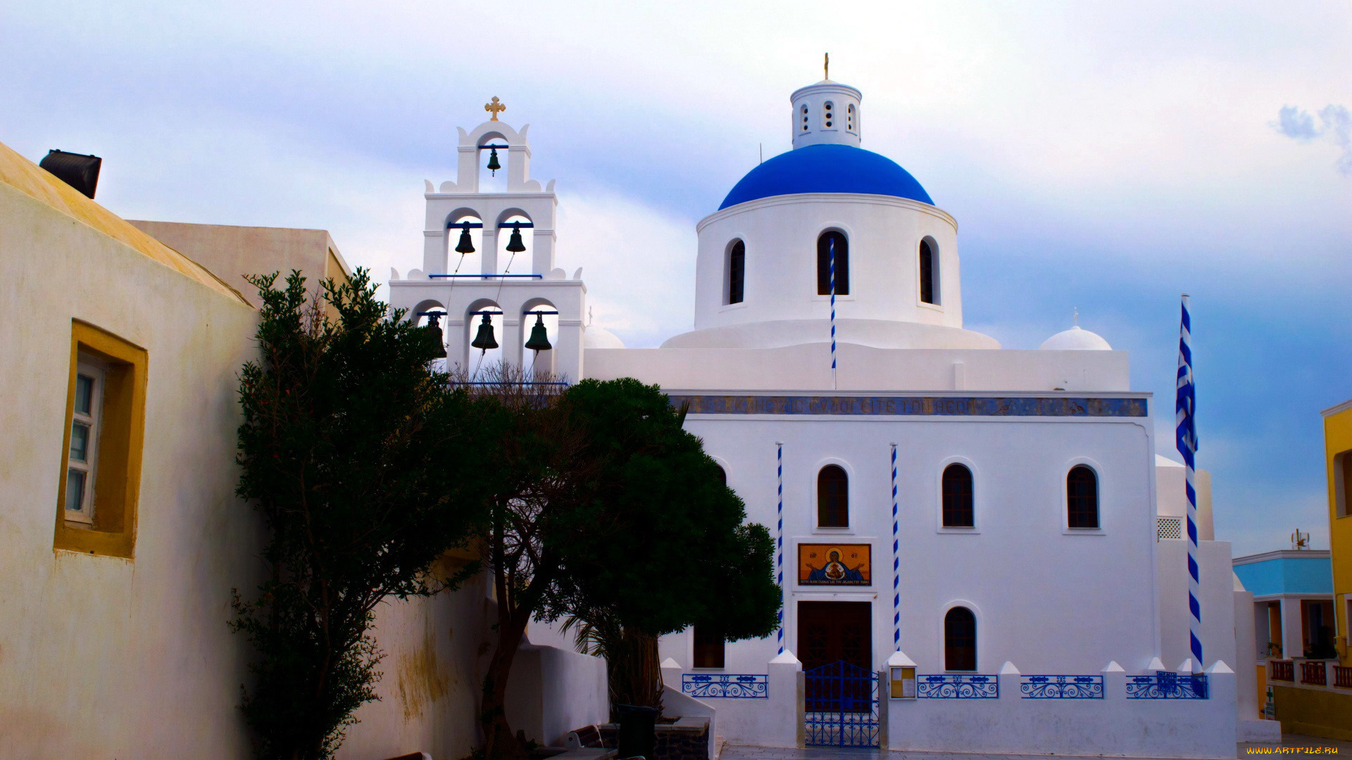 города, санторини, , греция, церковь