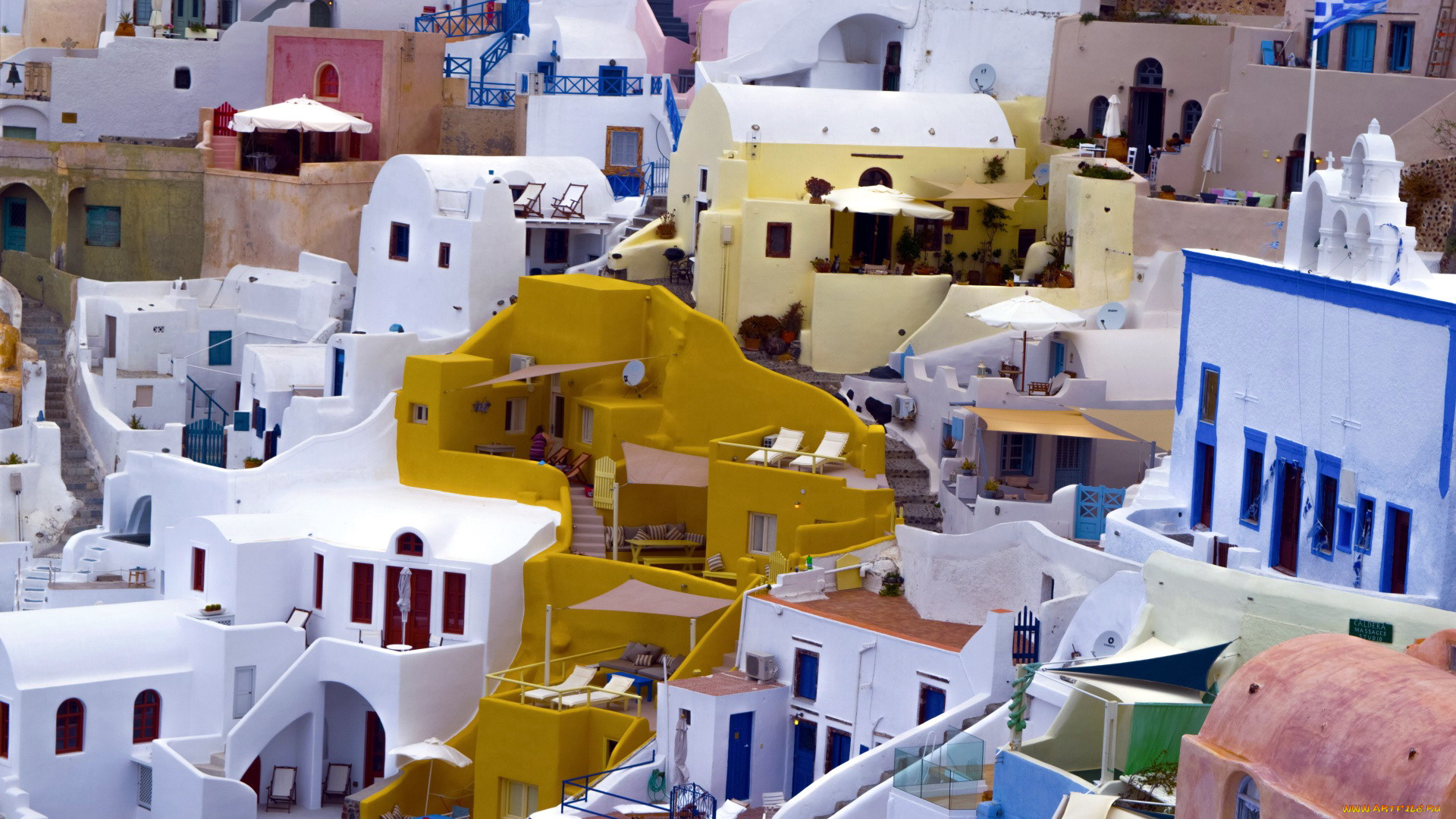 города, санторини, , греция, панорама